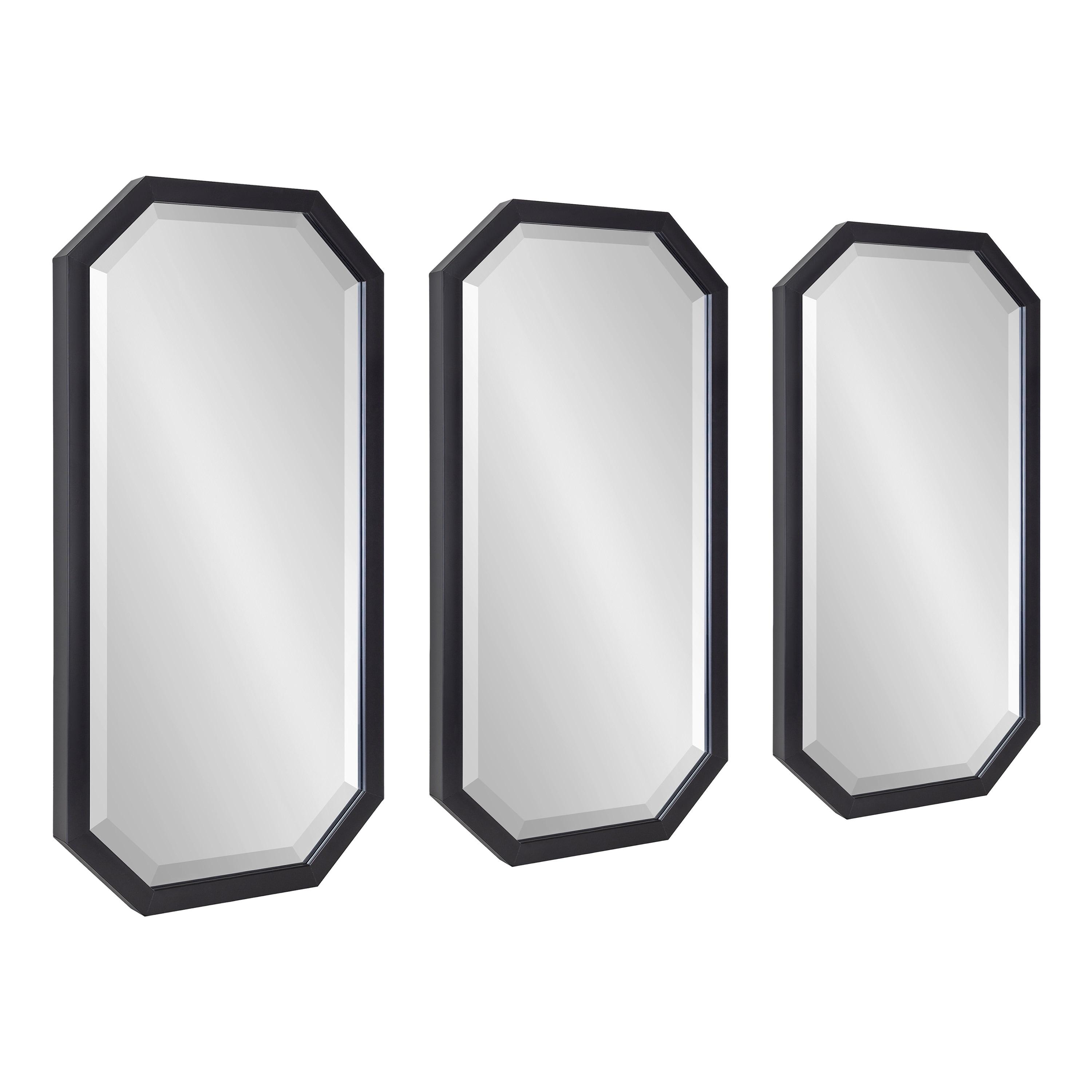 Kate & Laurel All Things Decor 3pc Laverty Wall Mirror Set Black : Octagon Shape, Modern Style, No Assembly Required