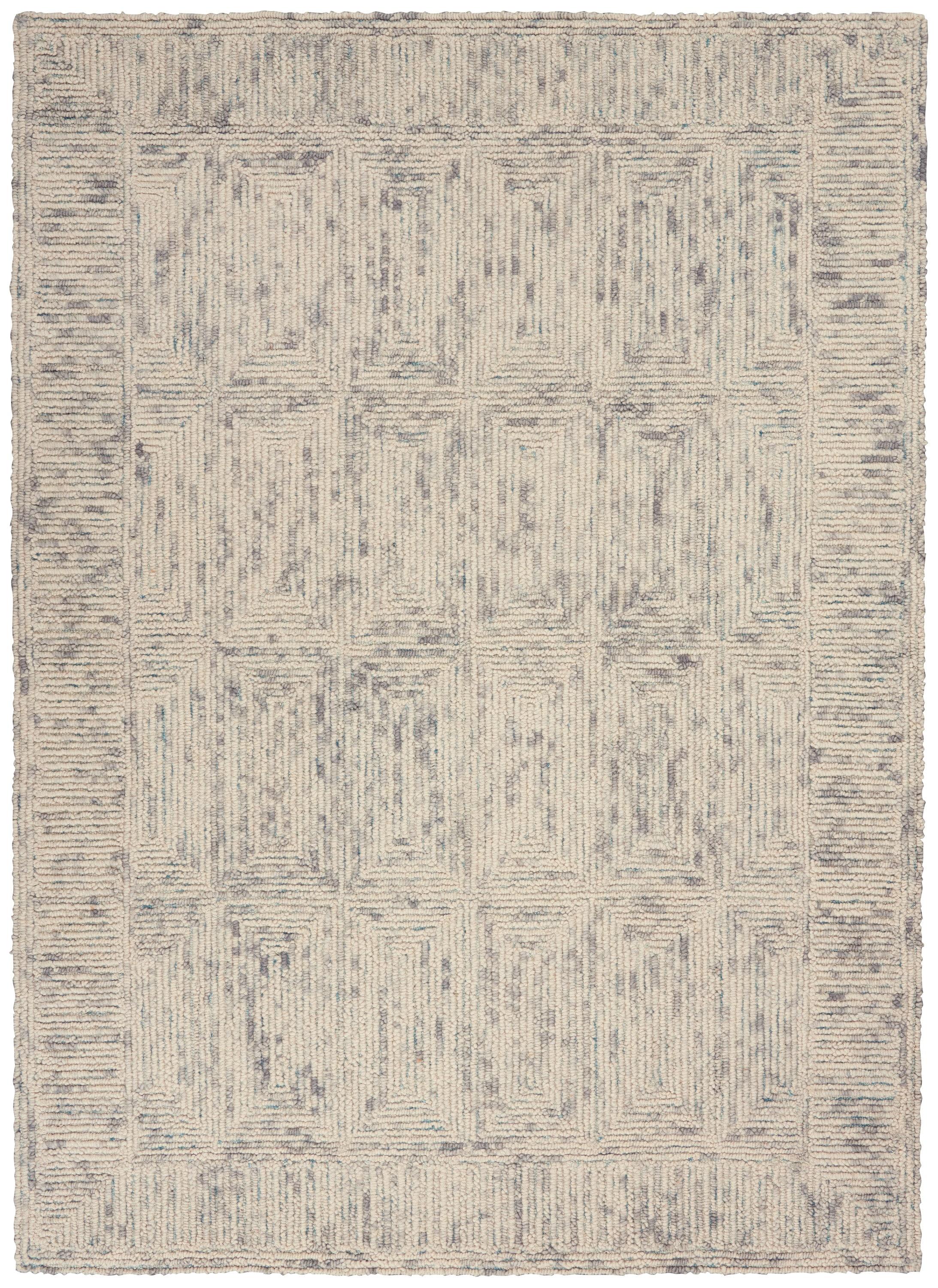 Nourison Vail Contemporary Indoor Area Rug Ivory Grey Teal 5'3" x 7'3"