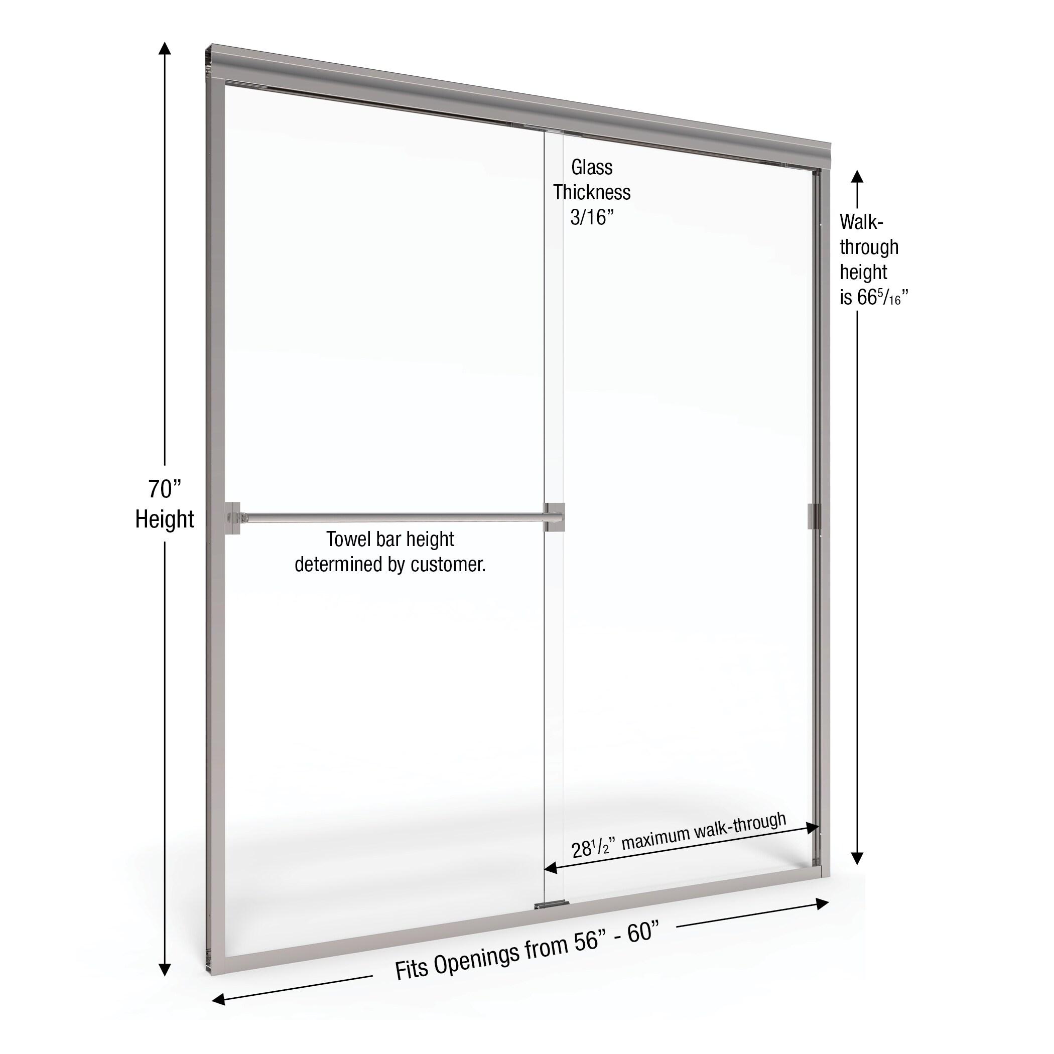Classic Chrome Semi-Frameless Sliding Shower Door with Clear Glass