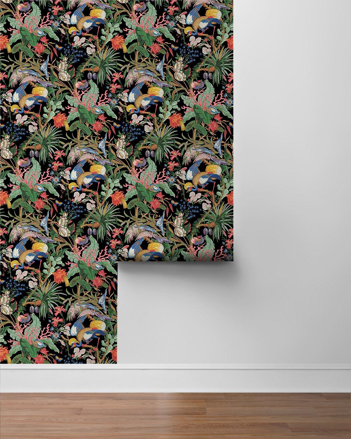 NextWall Ebony Tropical Canopy Peel and Stick Wallpaper