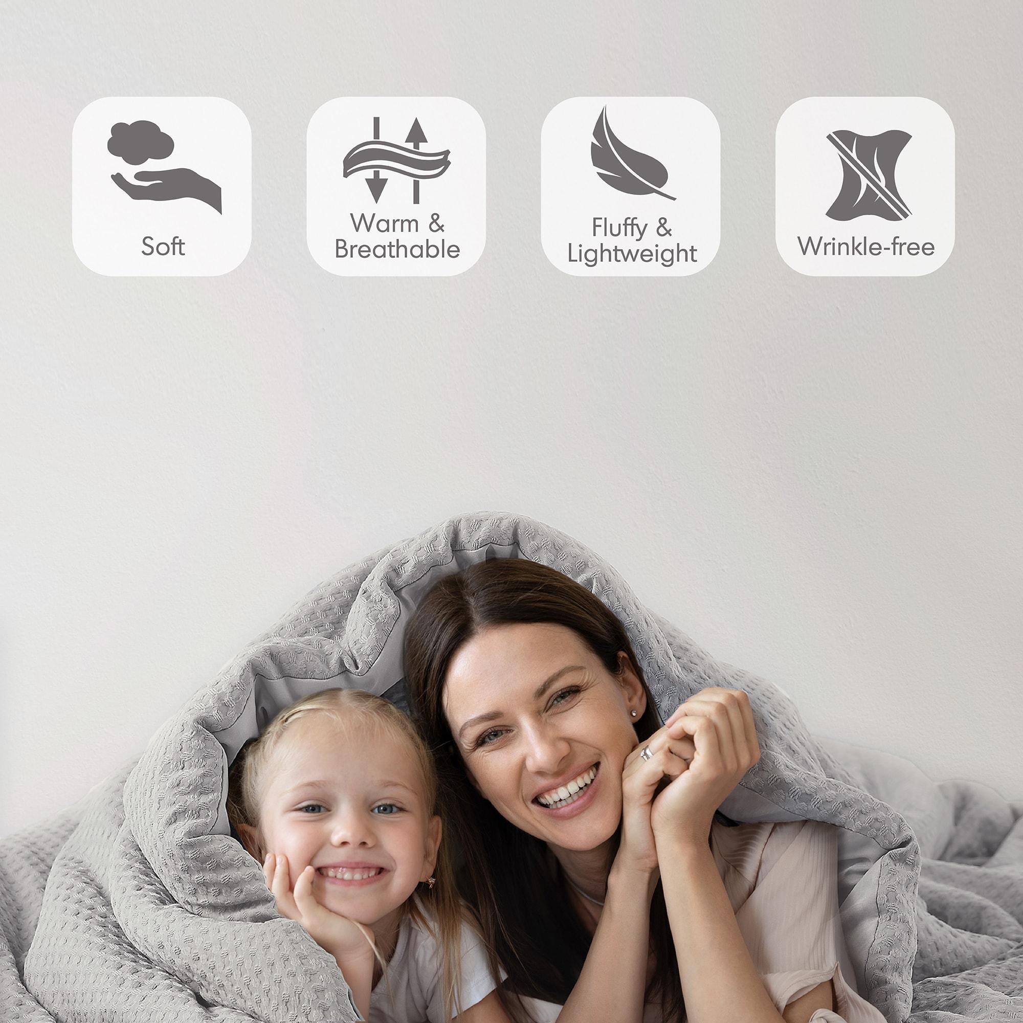 Comfort Spaces Light Grey Twin Comforter Set - 2 Pieces Breathable Dotted Knit Comforter Set, Modern Farmhouse Boho Comforter & Sham, All Season Microfiber Twin Bed Set