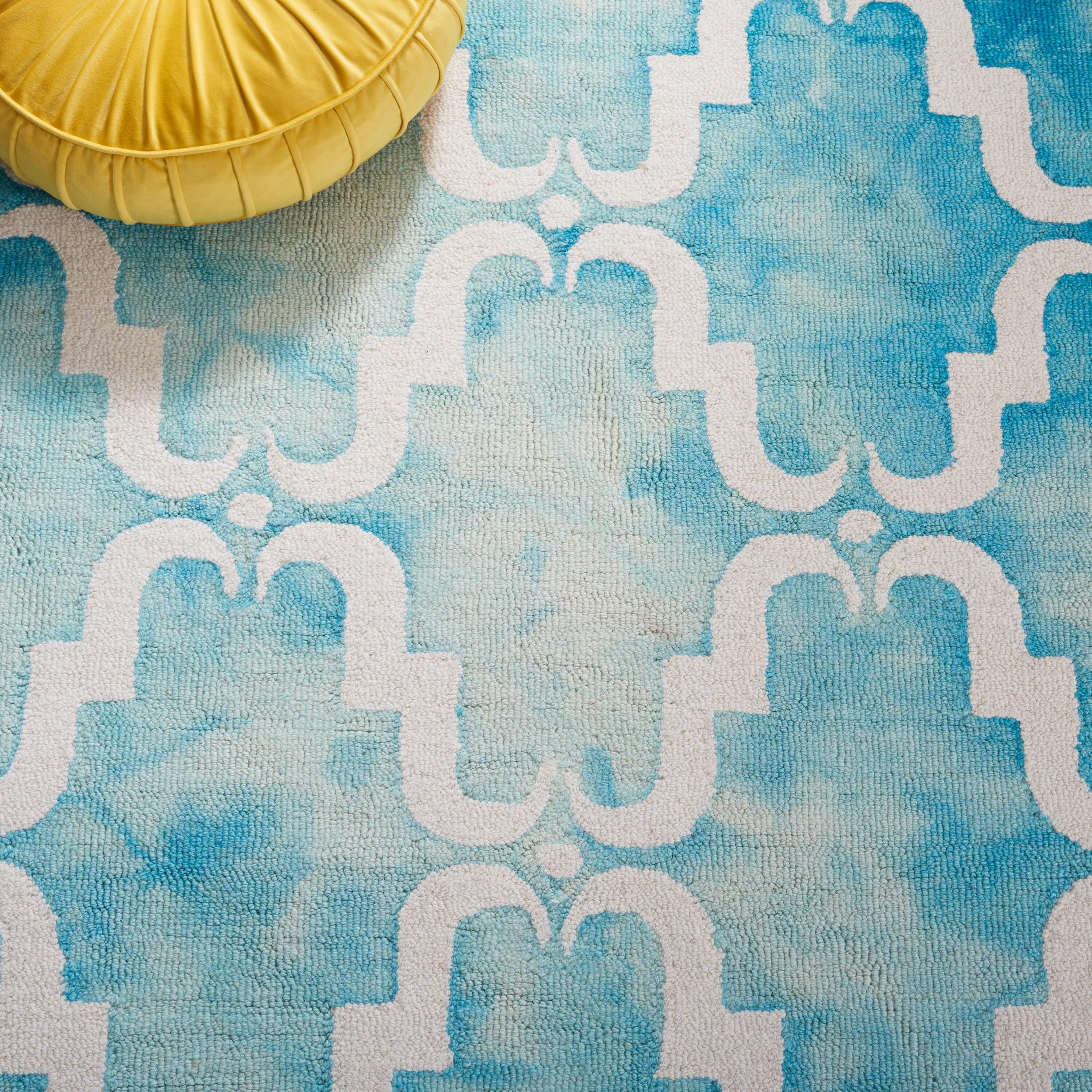 Dip Dye DDY536 Hand Tufted Accent Rug - Turquoise/Ivory - 2'6"x4' - Safavieh.