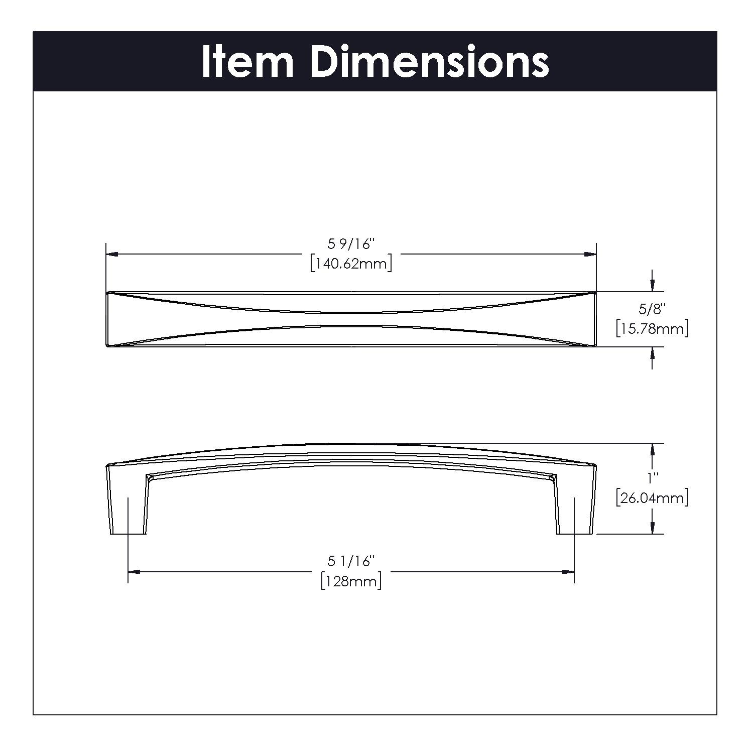 Crest Kitchen Cabinet Handles, Solid Core Drawer Pulls for Cabinet Doors, 5 1/16" (128mm)