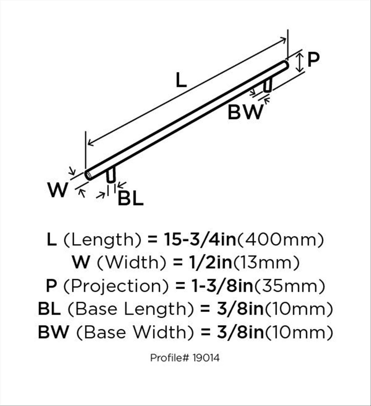 Bar Pulls 12 5/8" Center to Center Bar Pull