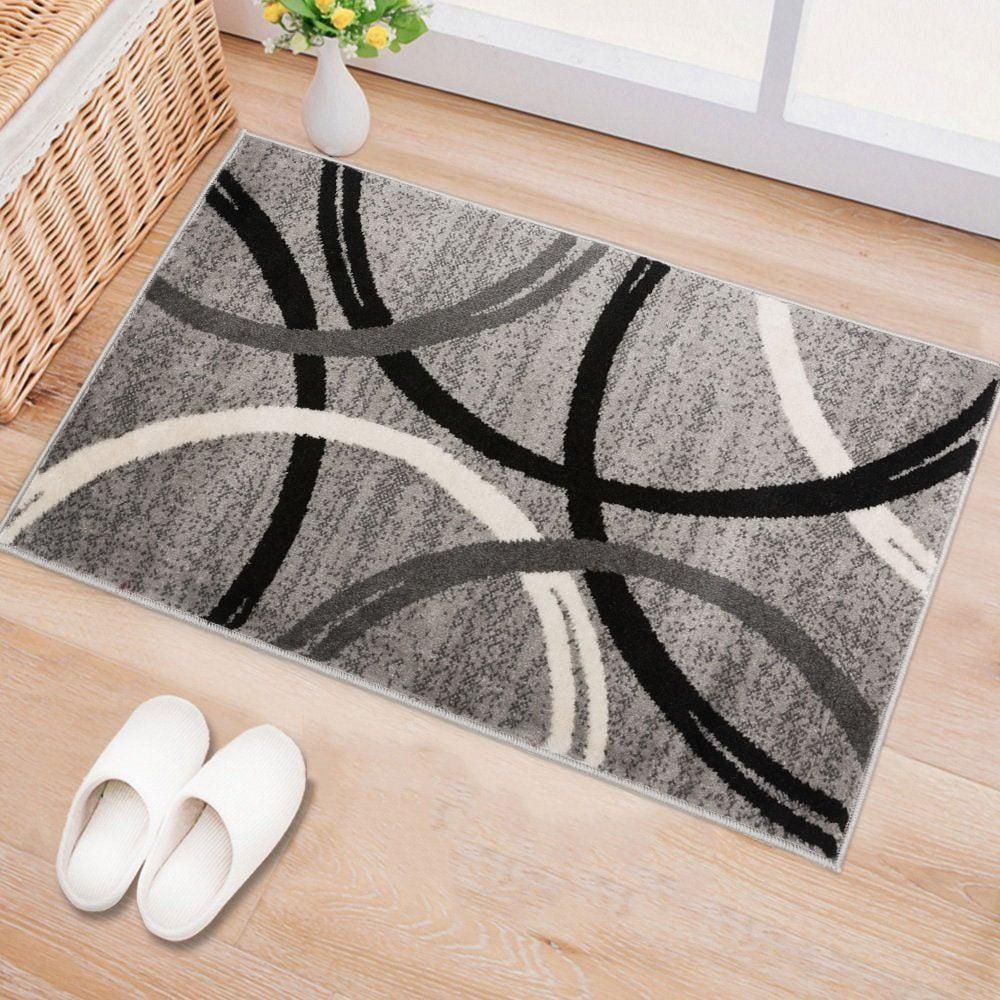 World Rug Gallery Contemporary Abstract Circles Design Gray 2' x 3' Area Rug