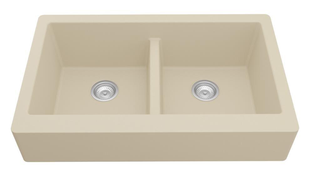 Karran Retrofit Farmhouse Apron Front Quartz Composite 34'' X 21-1/4'' 50/50 Double Bowl Kitchen Sink