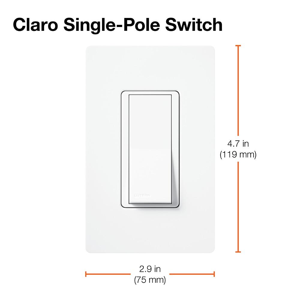 Lutron 01613 - CA-1PS-WH CLARO ACC SINGLE POLE SWITCH 15A WHITE Toggle Light Switch