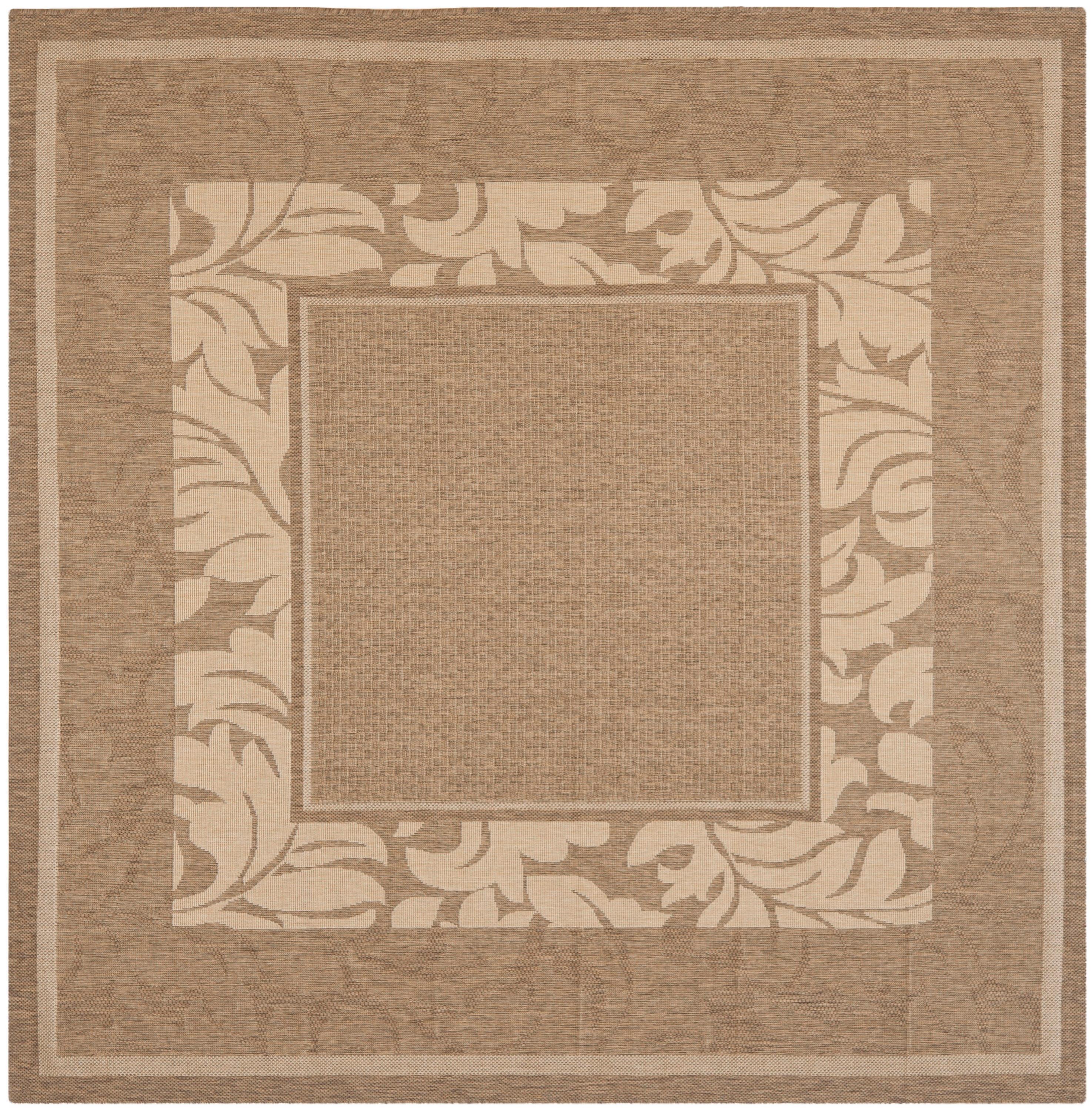 Courtyard CY1704 Power Loomed Indoor and Outdoor Area Rug - Brown/Natural - 6'7"x6'7" - Safavieh