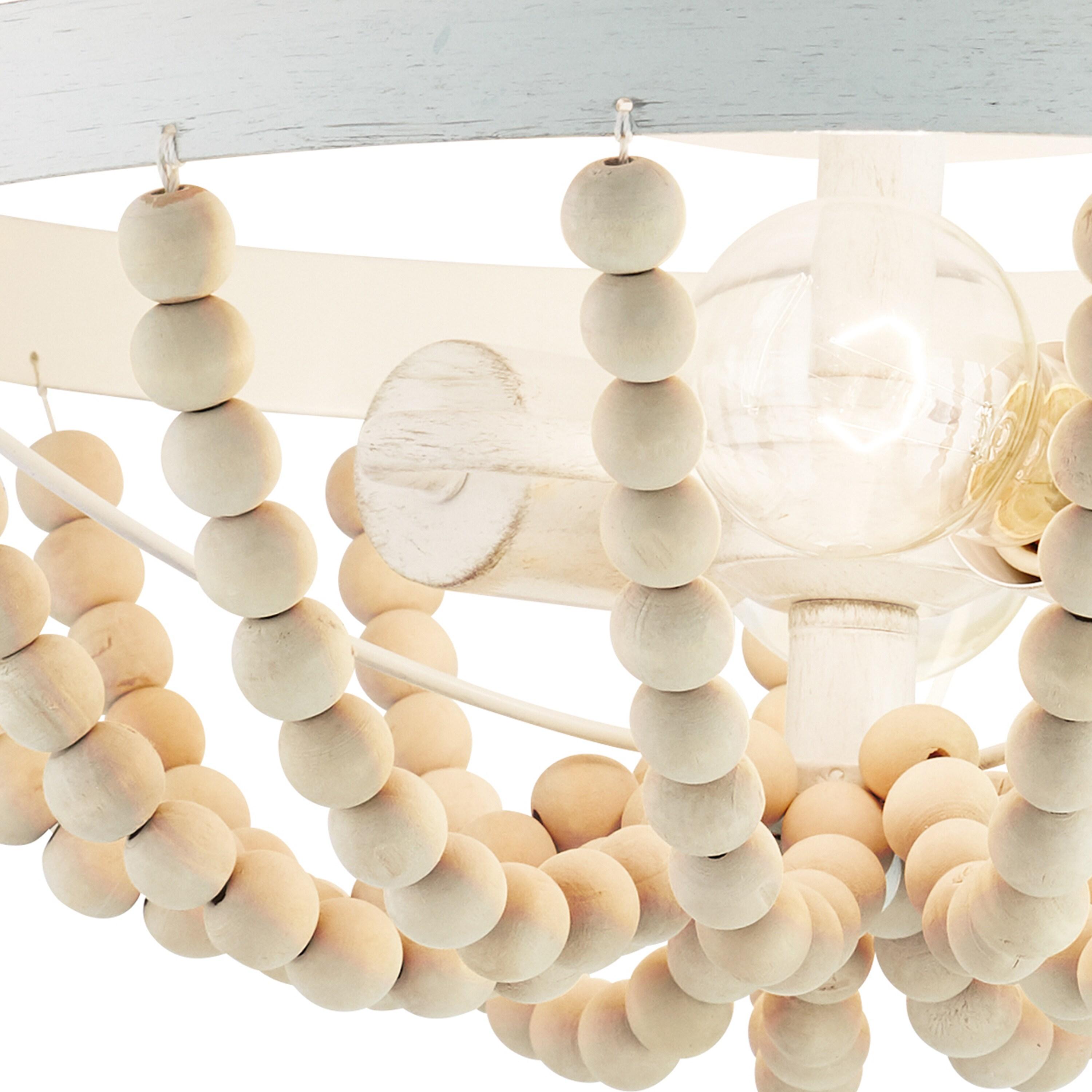 15" Delilah Boho Semi-Flush Mount Pendant White - River of Goods: Metal & Wood, UL Listed, 2-Bulb Ceiling Fixture