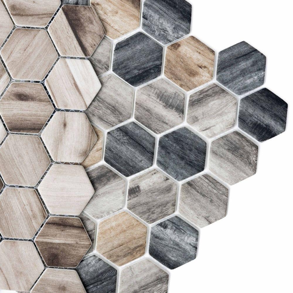 The Tile Life Honeycomb Greige 1.88x1.88 Glass Mosaic Wall Tile - 1 Sheet (1.12 Sq. ft.)