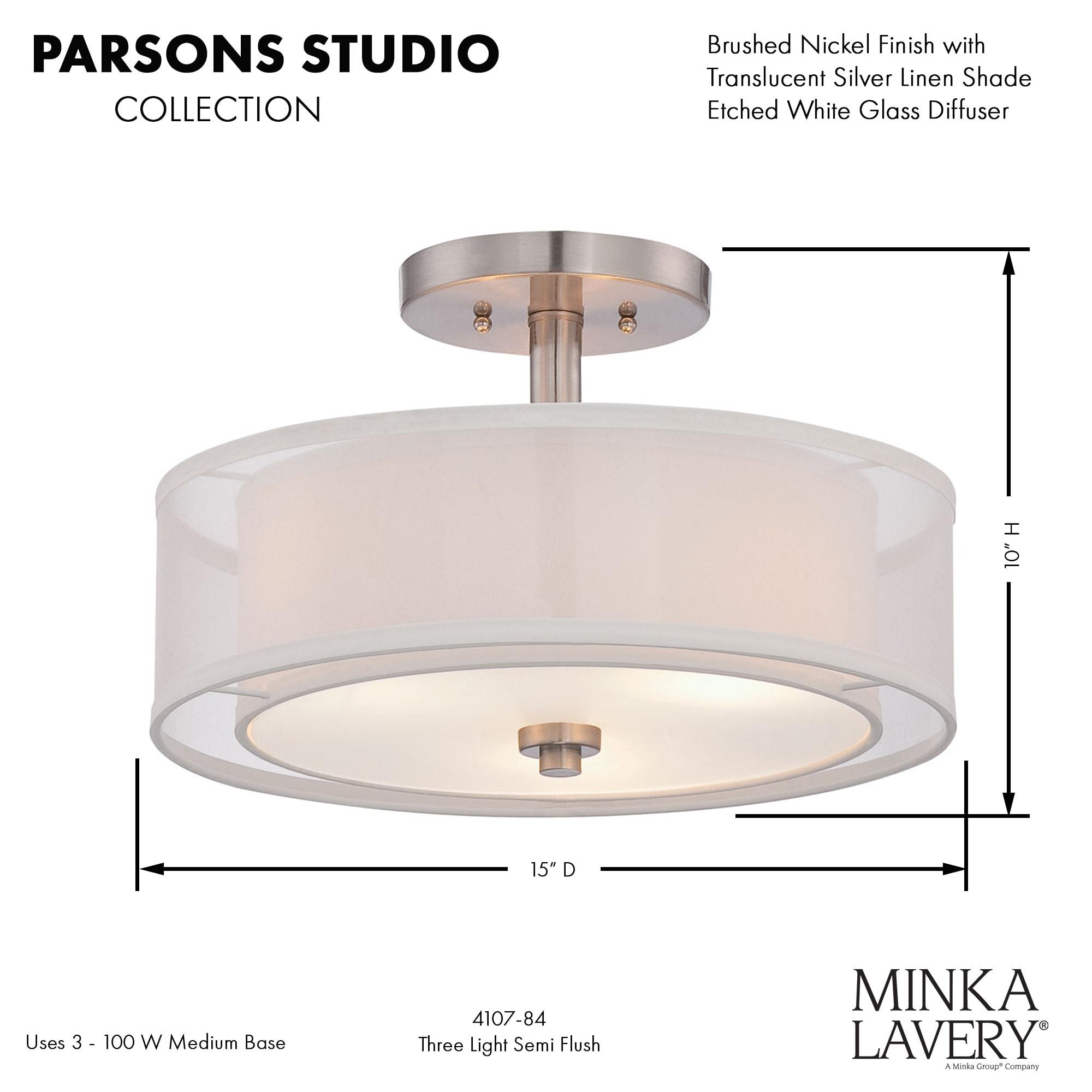 Minka Lavery - Parsons Studio - 3 Light Semi-Flush Mount in Transitional Style -