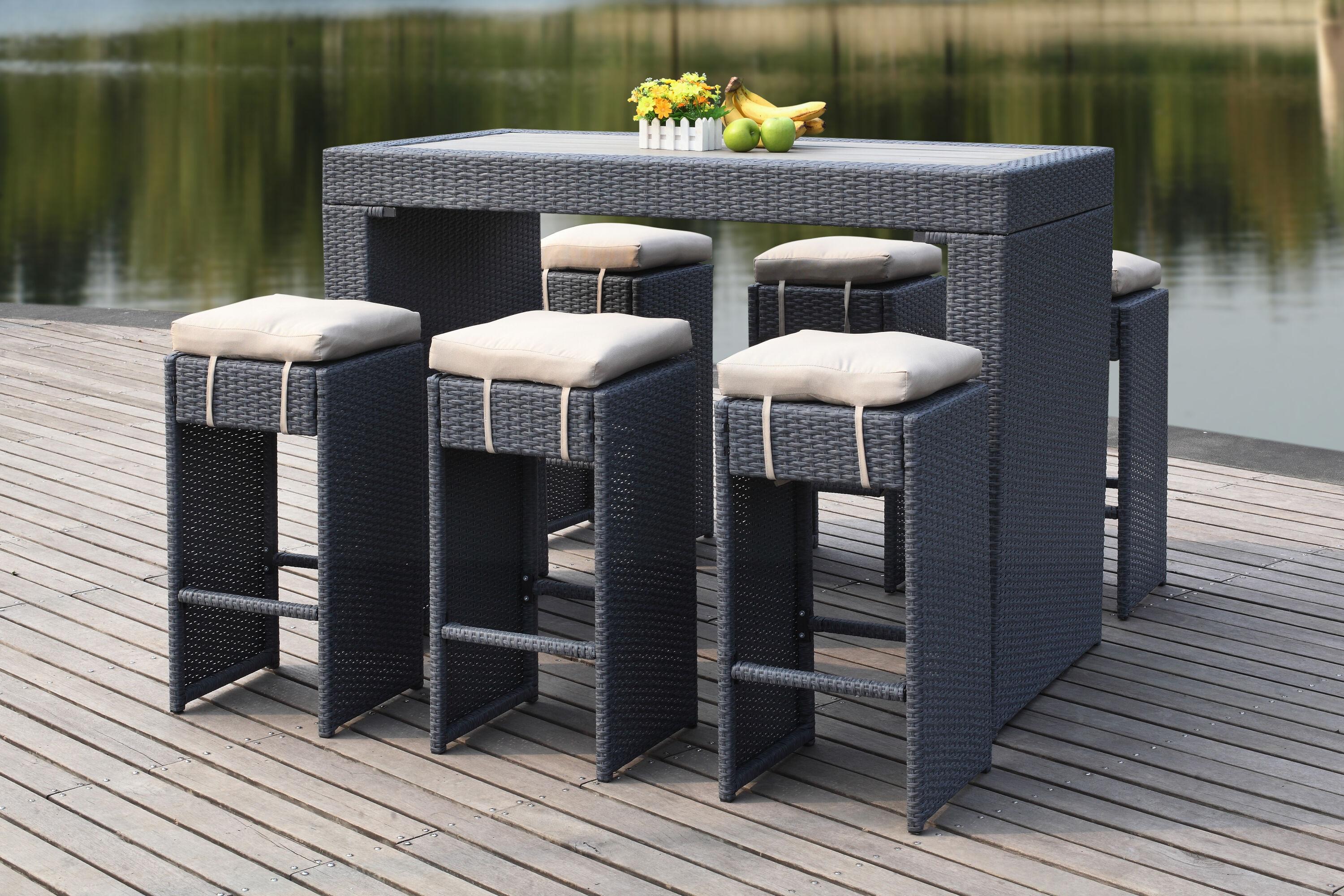 Sanders Bar Set - Indoor/Outdoor - PAT2502 - Titanium/Sand - Safavieh