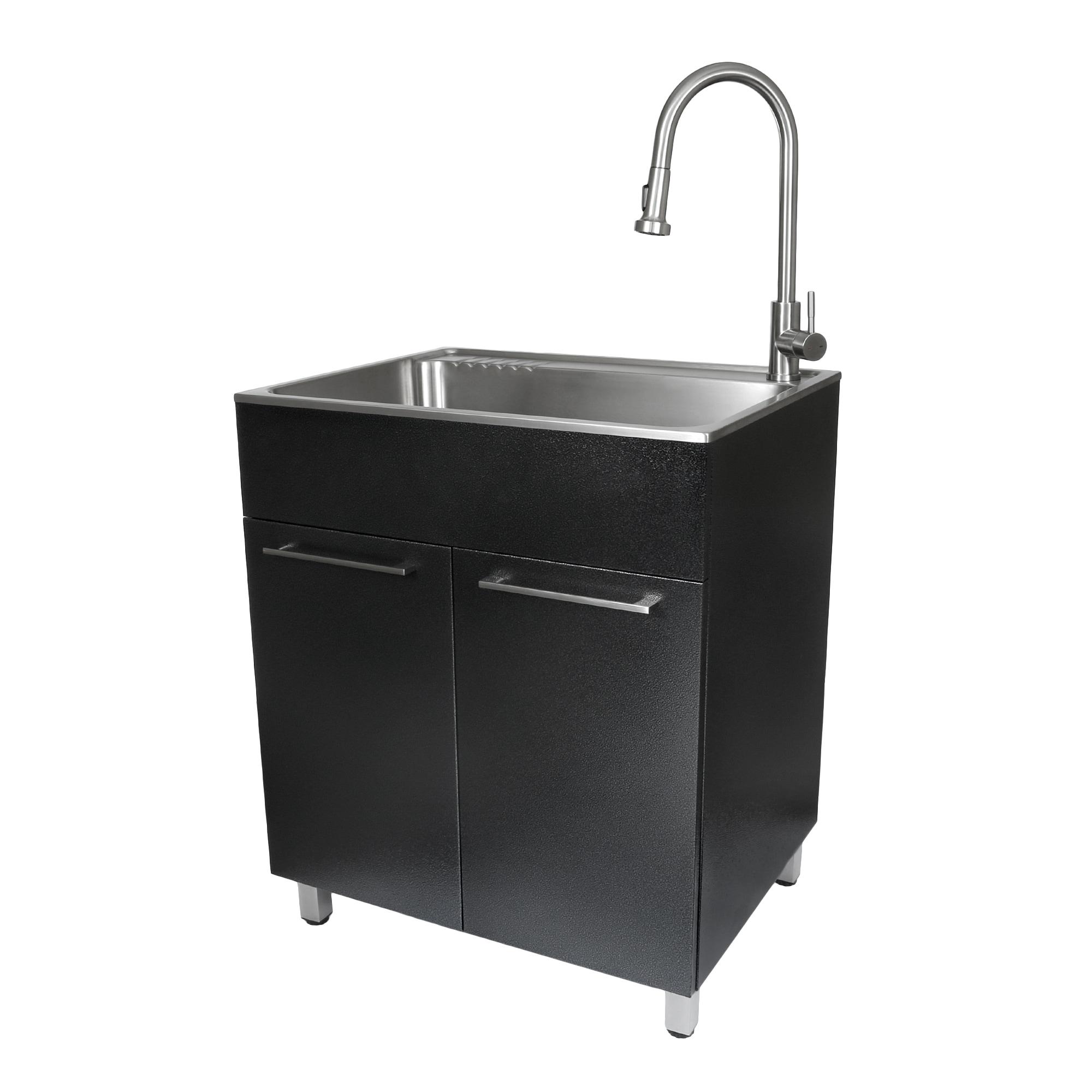 All-In-One 28" L x 22" W Free Standing Laundry Sink with Faucet