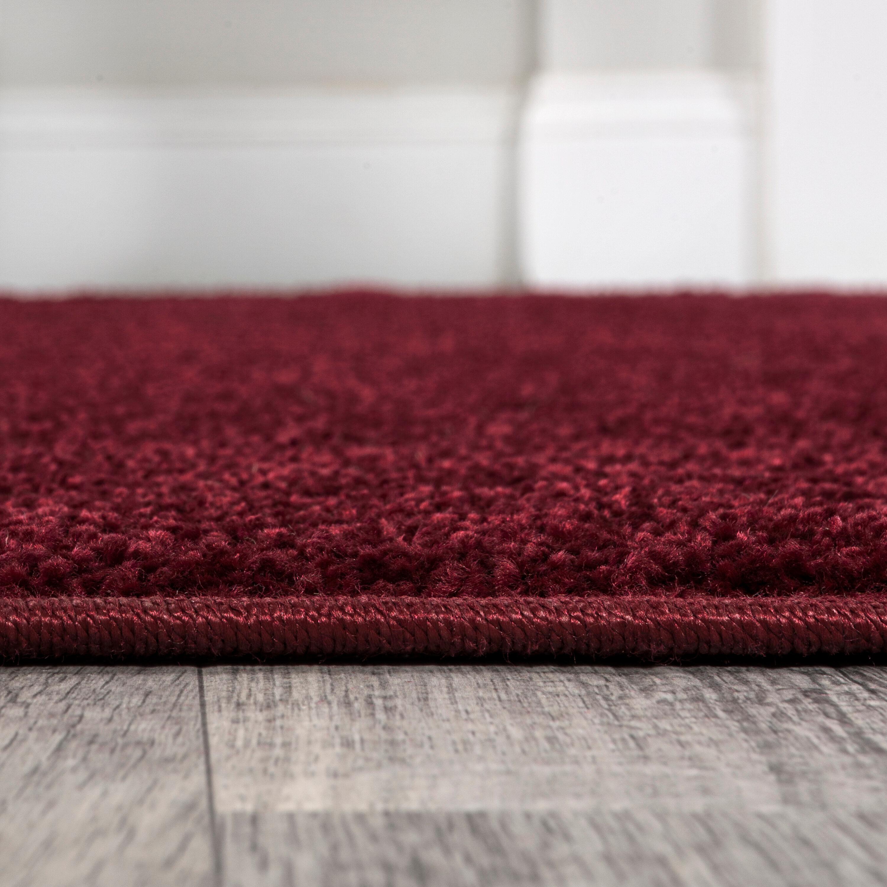 5'x8' Haze Solid Low-Pile, Dark Red - JONATHAN Y