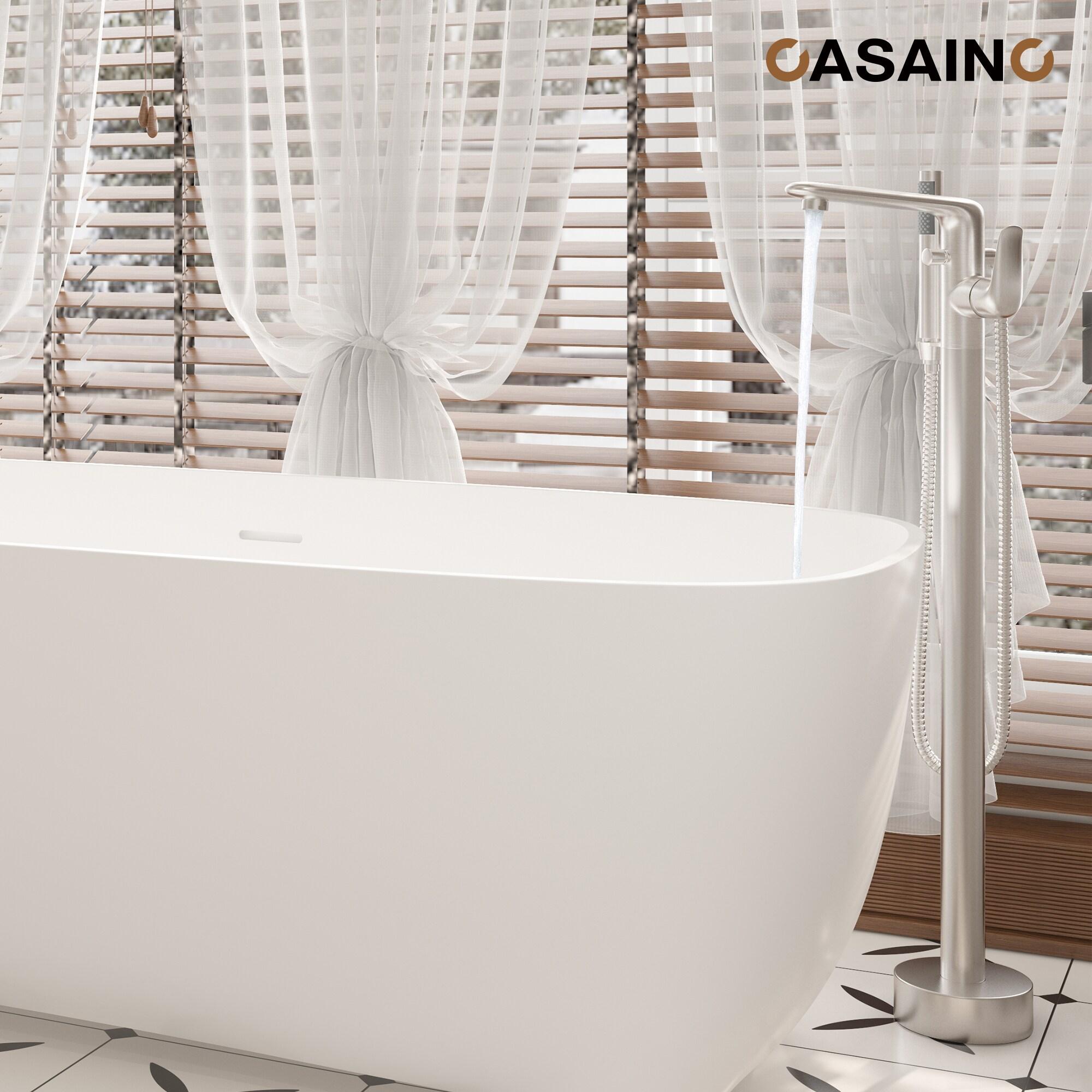 CASAINC KCLT0054-BN Single Handle Freestanding Bathtub Faucet with Diverter and Handshower