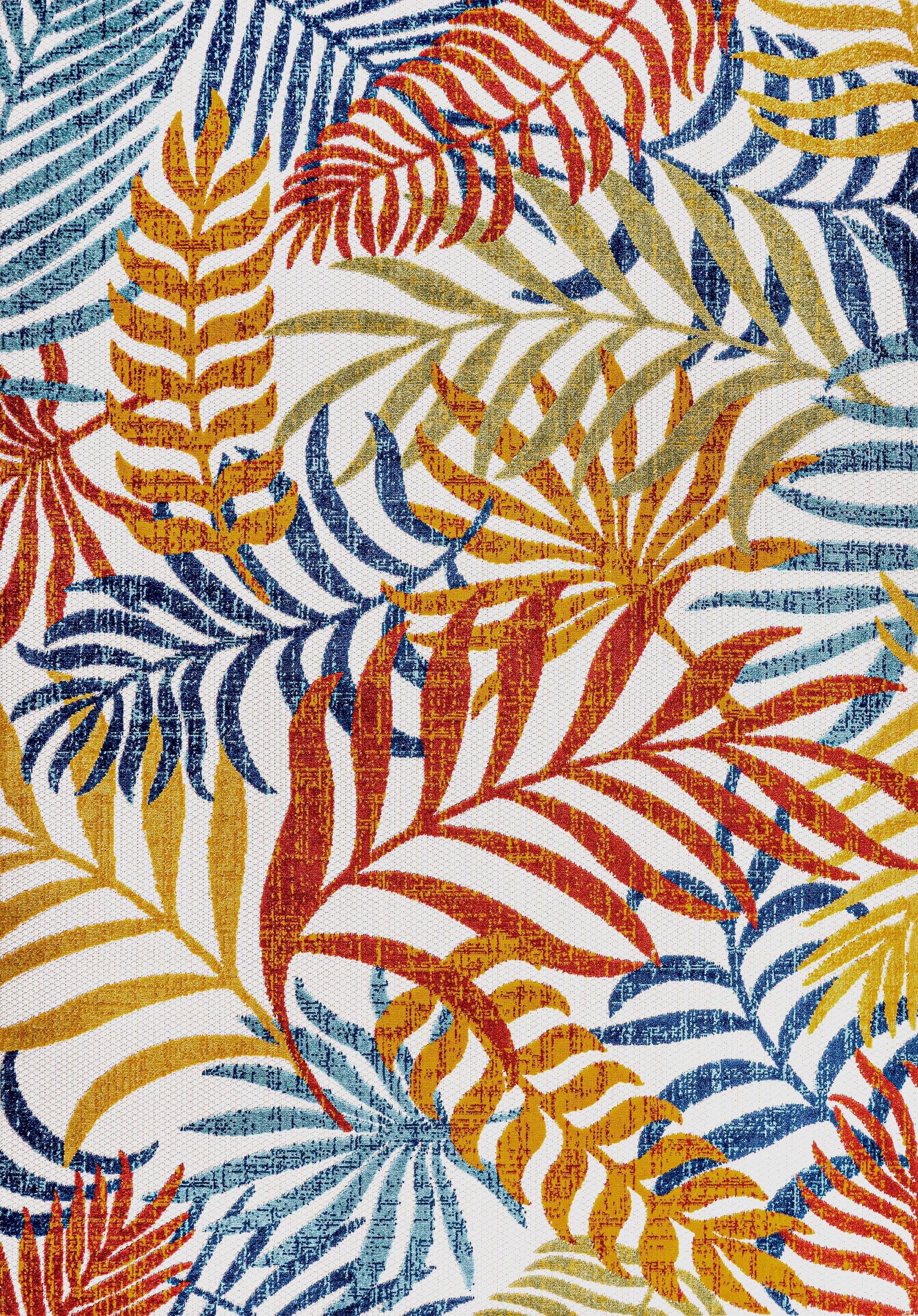 JONATHAN Y Tropics Palm Leaves Indoor/Outdoor Cream/Orange 5 ft. x 8 ft. Area Rug