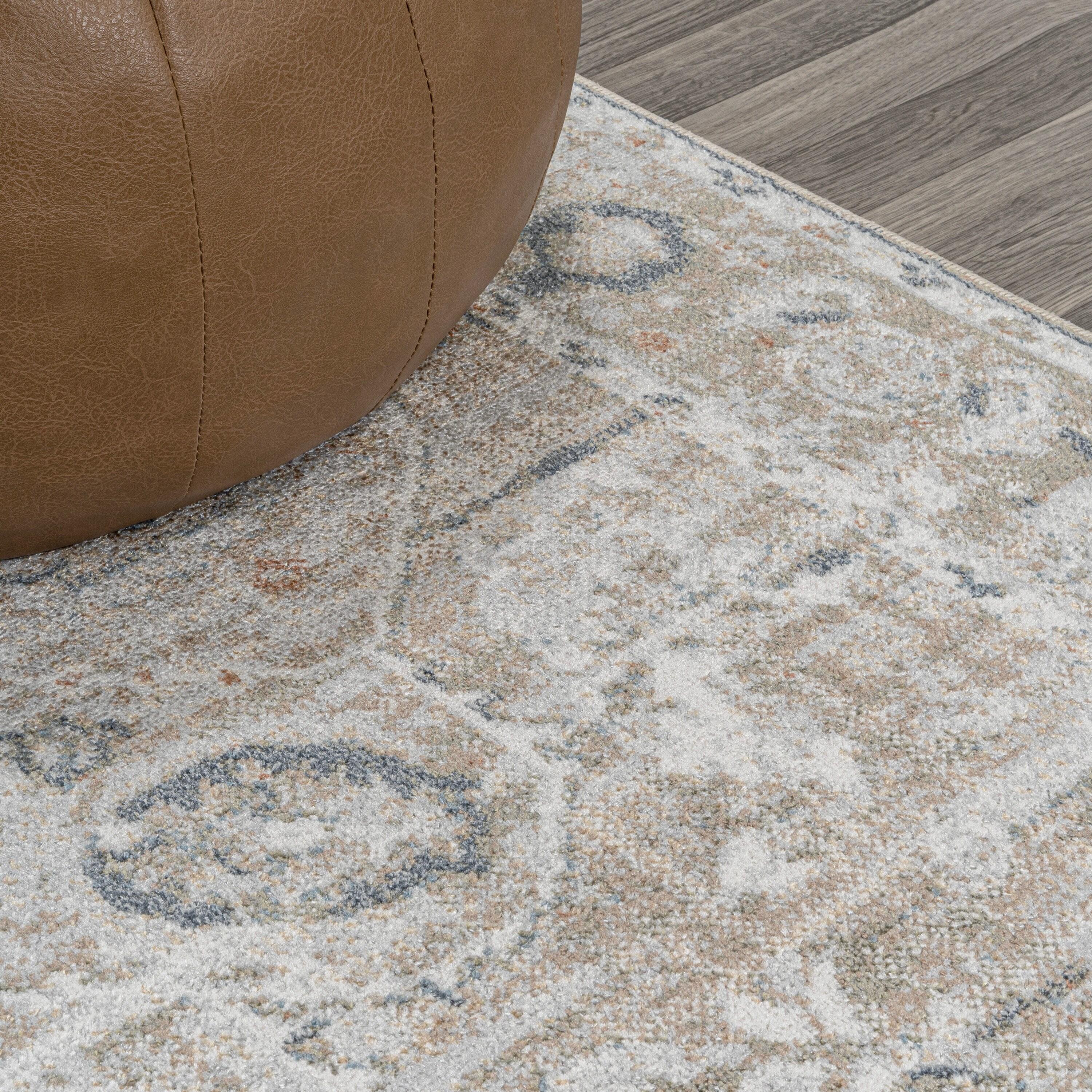 JONATHAN Y Shaii Global Medallion Low-Pile Machine-Washable Light Gray/Brown 3 ft. x 5 ft. Area Rug