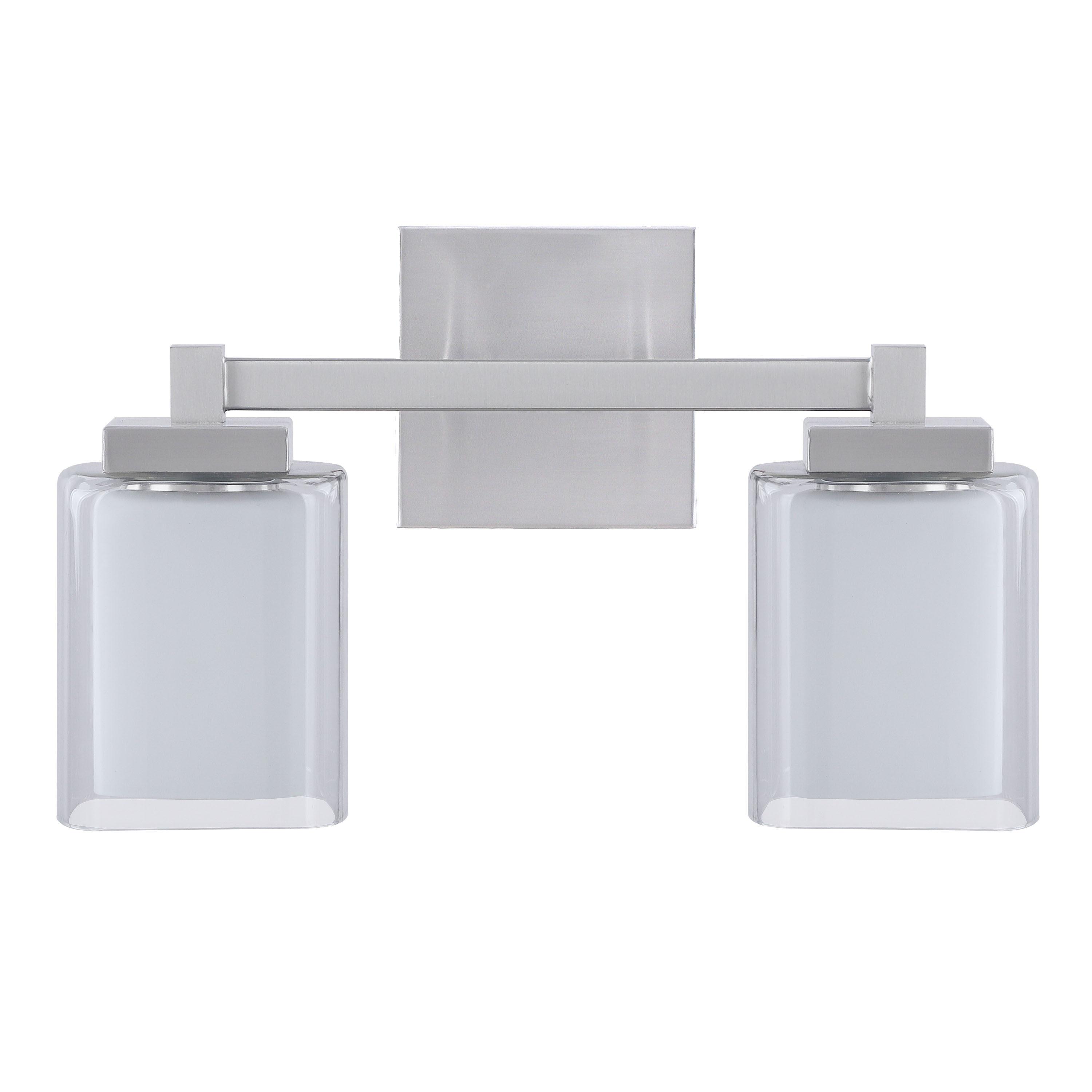 15" Satin Nickel 2-Light Vanity with Clear Glass Shades