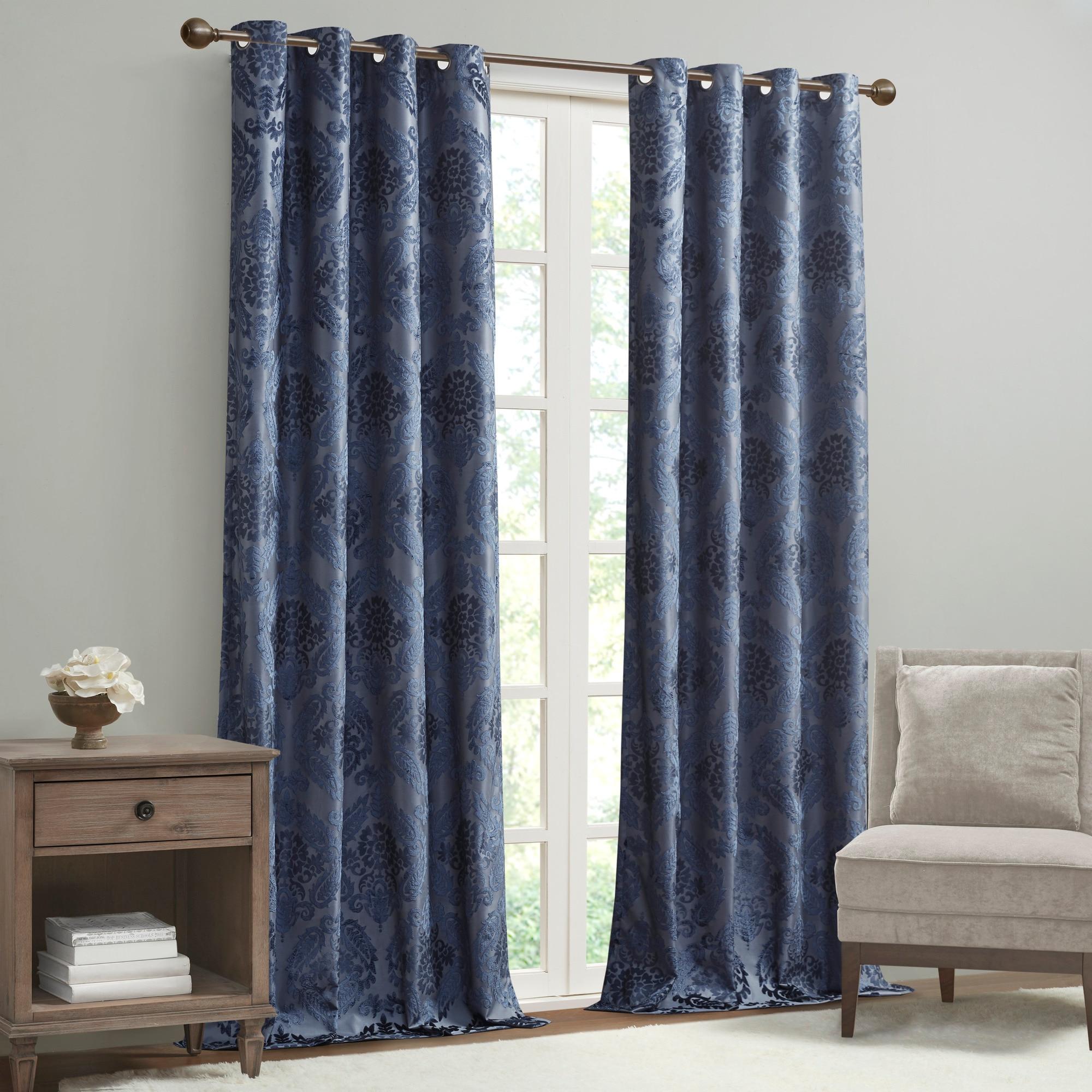 Amelia Knitted Jacquard Paisley Total Blackout Grommet Top Curtain Panel