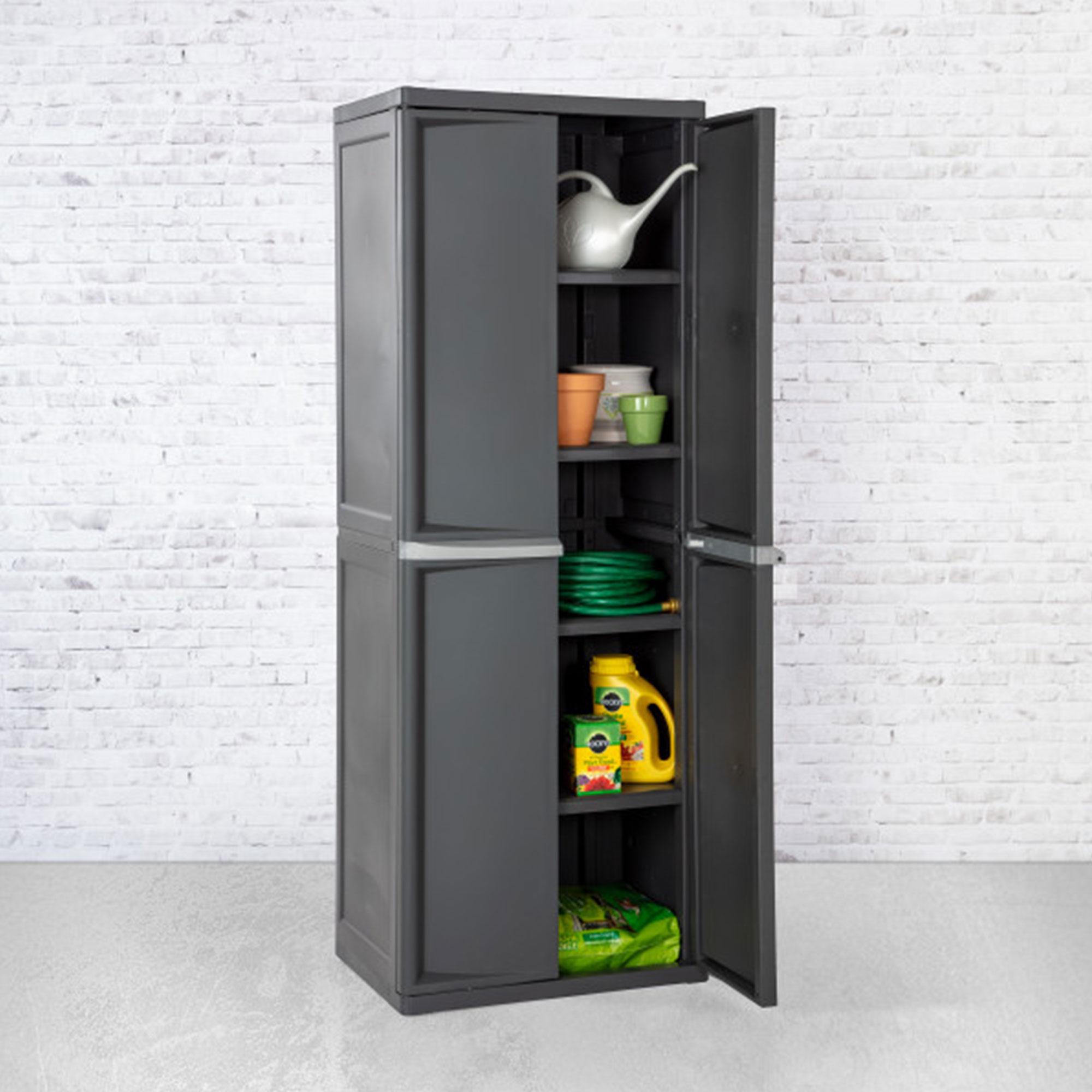 Sterilite Sterilite Adjustable 4-Shelf Gray Storage Cabinet With Doors (Set of 2)