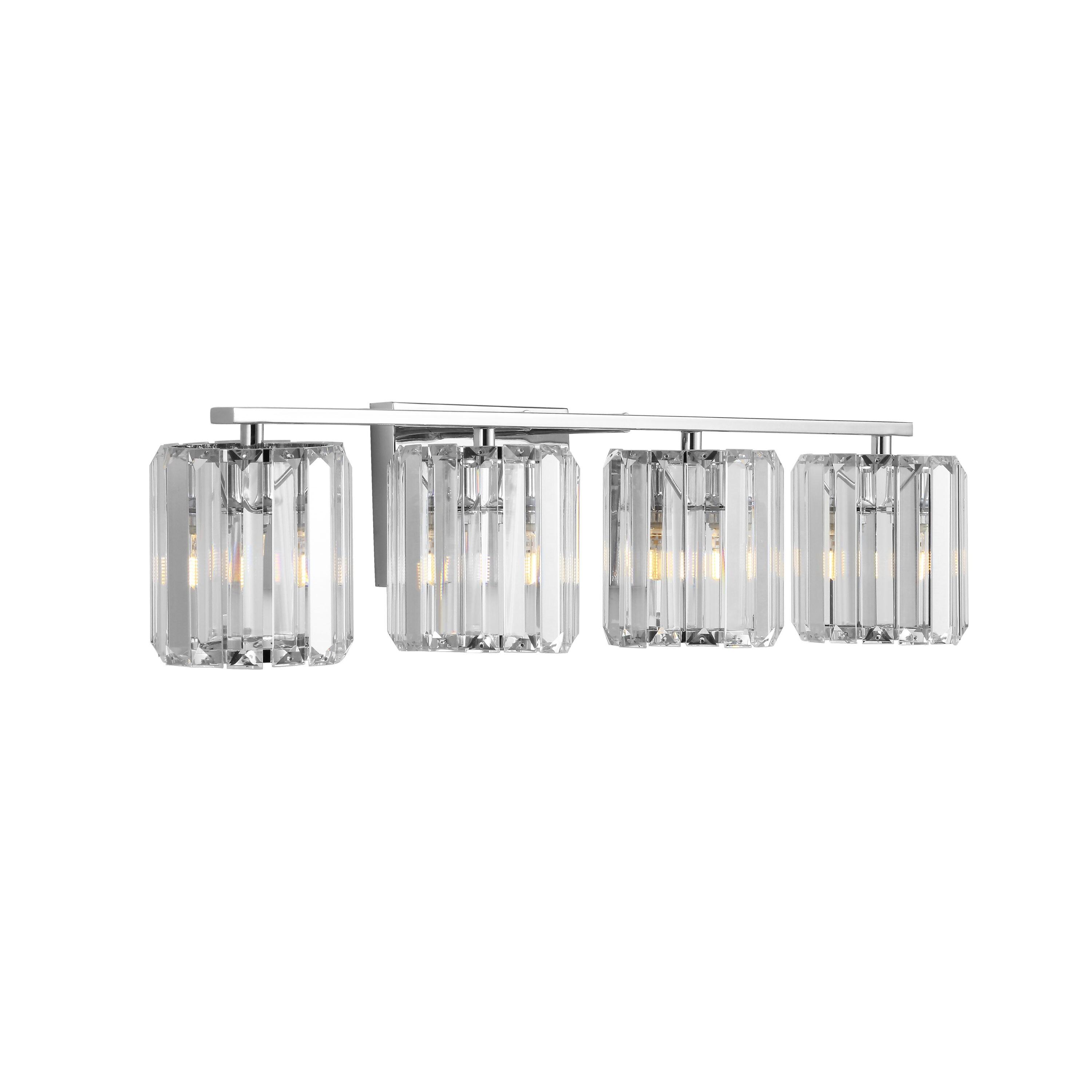 Coco Prism Vintage 29.75" 4-Light Metal/Glass Classic Glam LED Vanity Light, Chrome