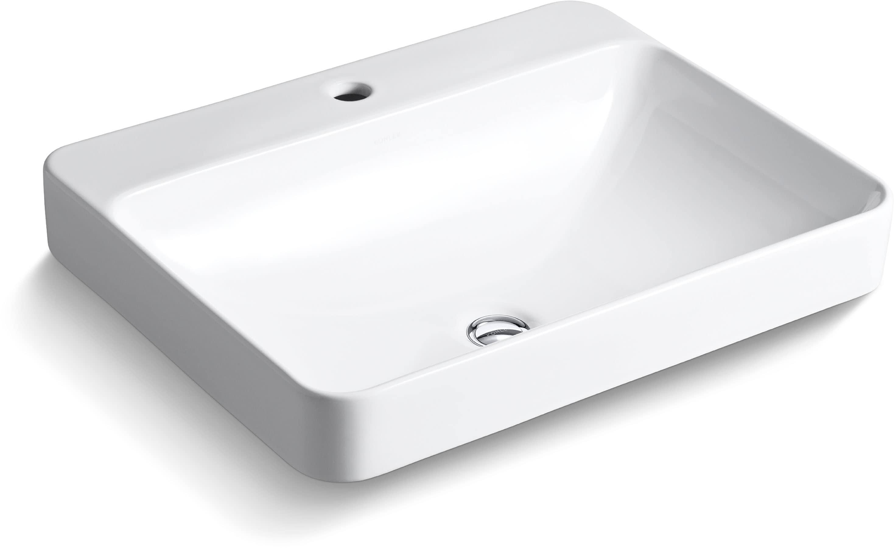 Vox® Vitreous China Rectangular Vessel Bathroom Sink with Overflow