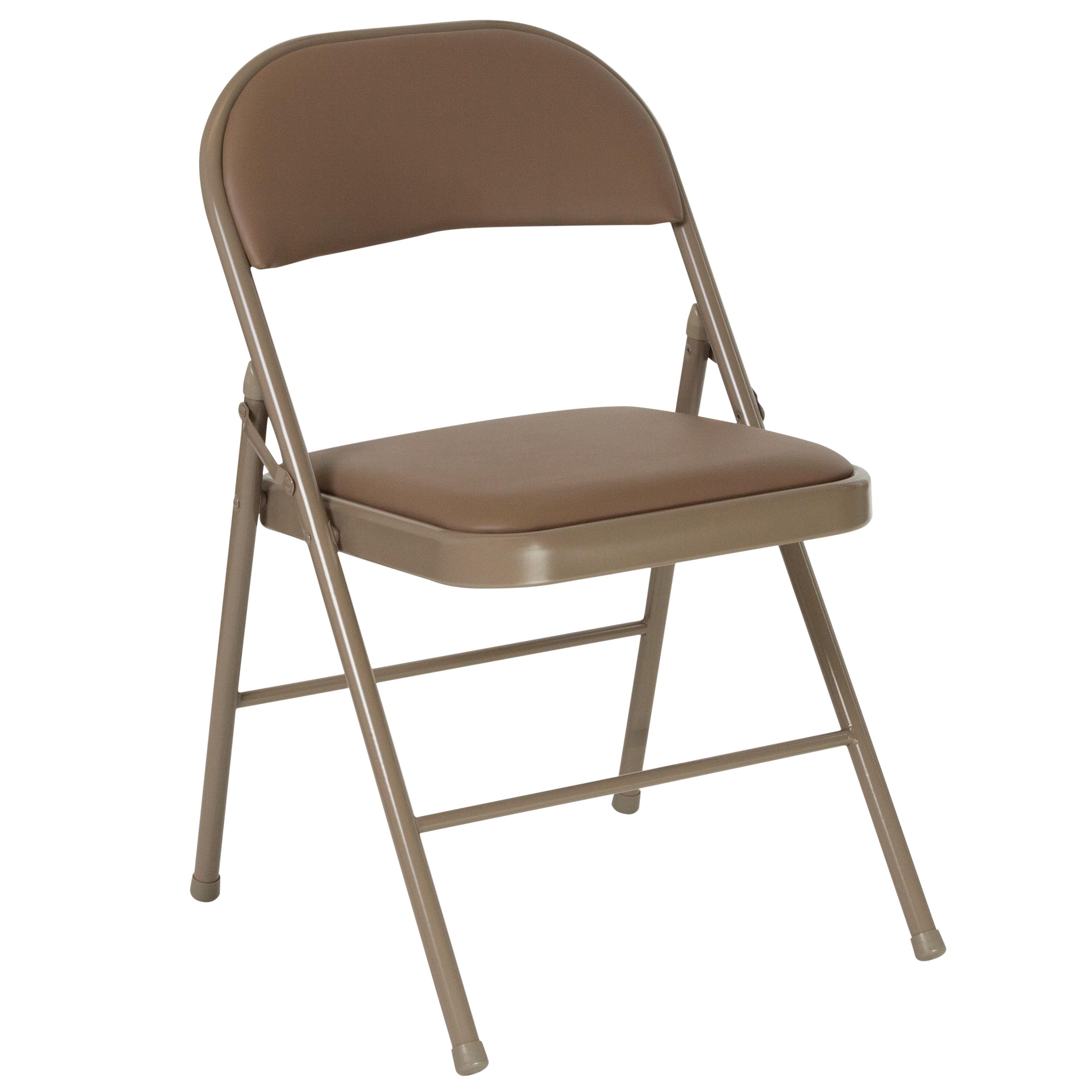 Flash Furniture 4 Pack HERCULES Series Double Braced Beige Vinyl Folding Chair