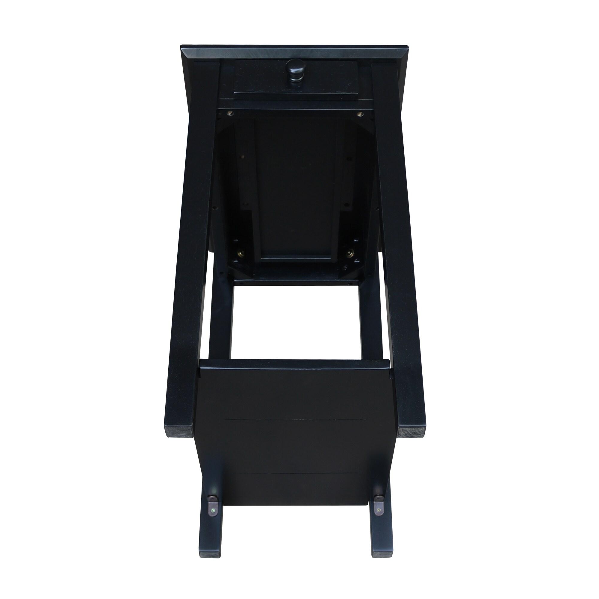 International Concepts Narrow End Table Black: Sleek Design with Drawer & Fixed Shelf for Living Room