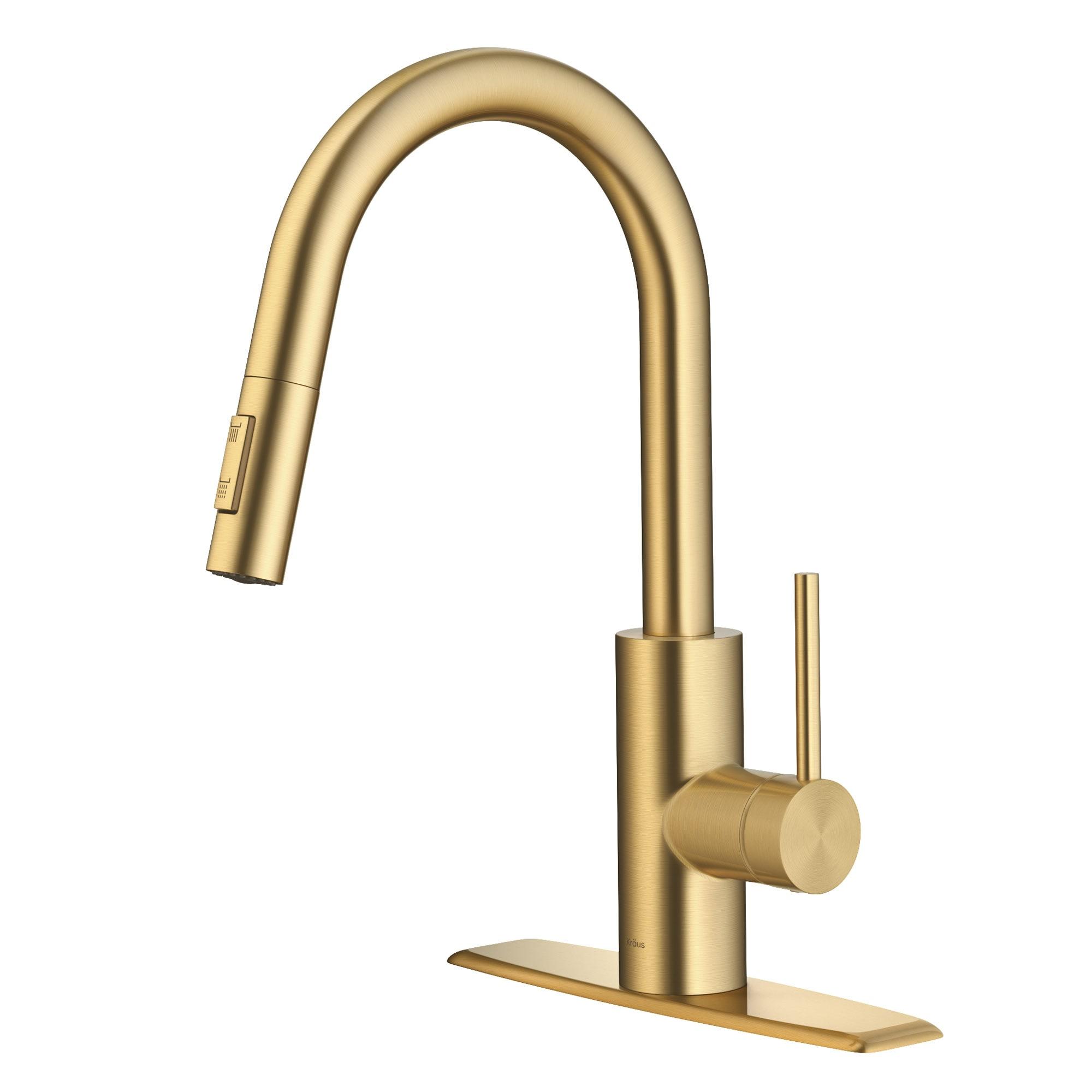 KRAUS Oletto Single Handle Pull Down Kitchen Faucet with QuickDock Top Mount Installation Assembly