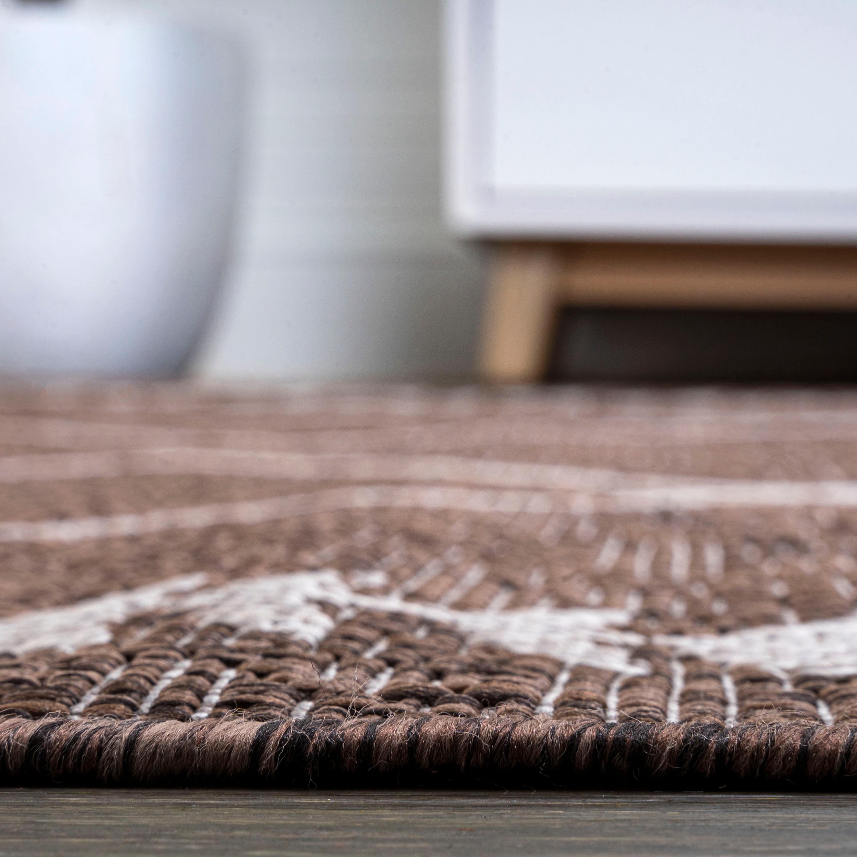 8' X 10' Derya Diamond Trellis Indoor/Outdoor Area Rug, Brown/Beige - JONATHAN Y
