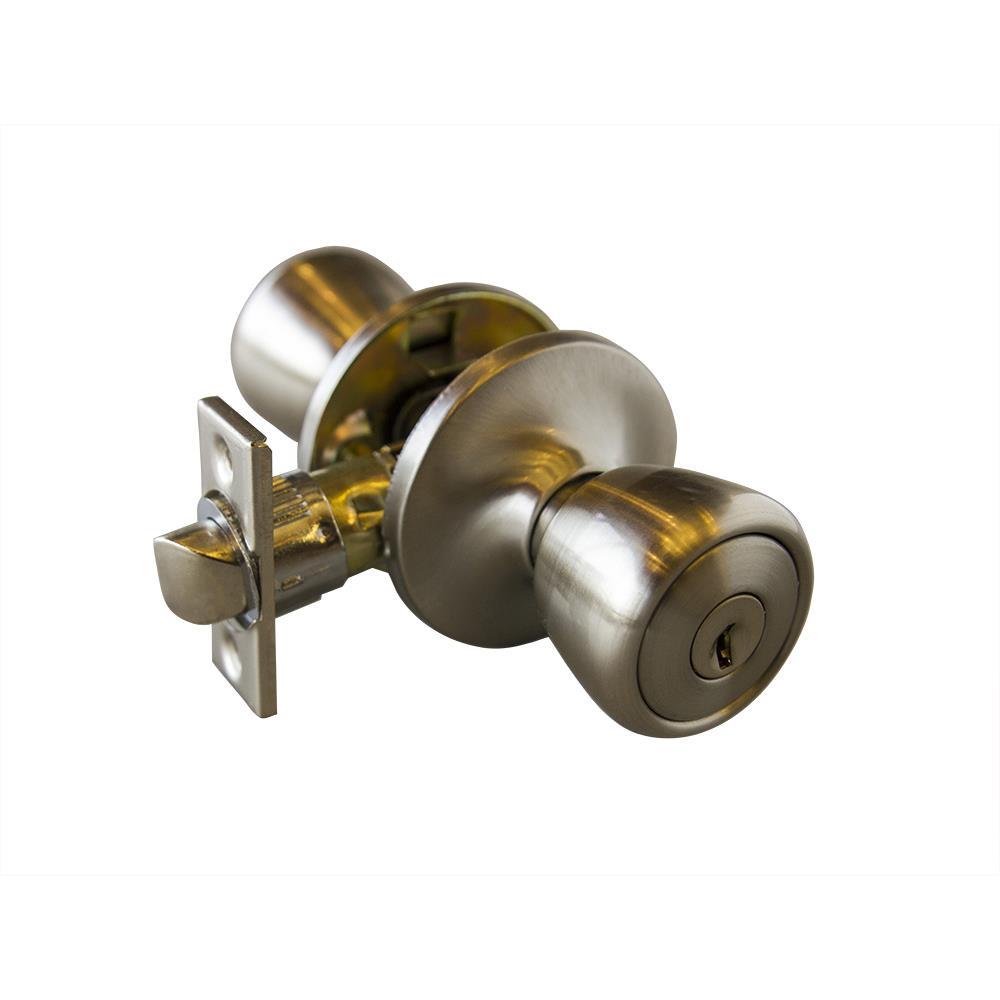 Design House Terrace 6-Way Universal Keyed Entry Door Knob, Satin Nickel