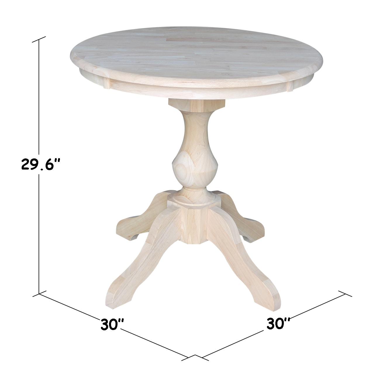 International Concepts 30" Round Top Pedestal Table-28.9" H, Unfinished