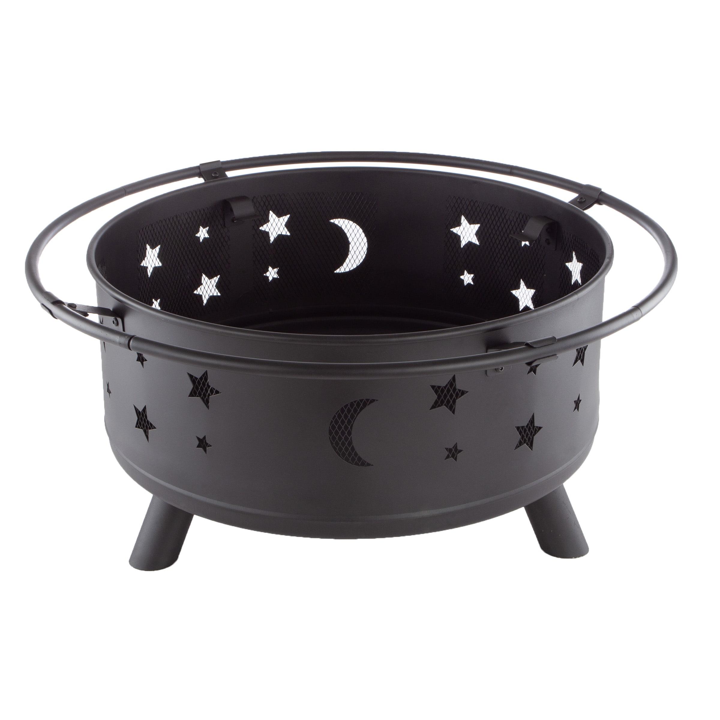 Nature Spring Star and Moon Wood Burning Fire Pit – Black