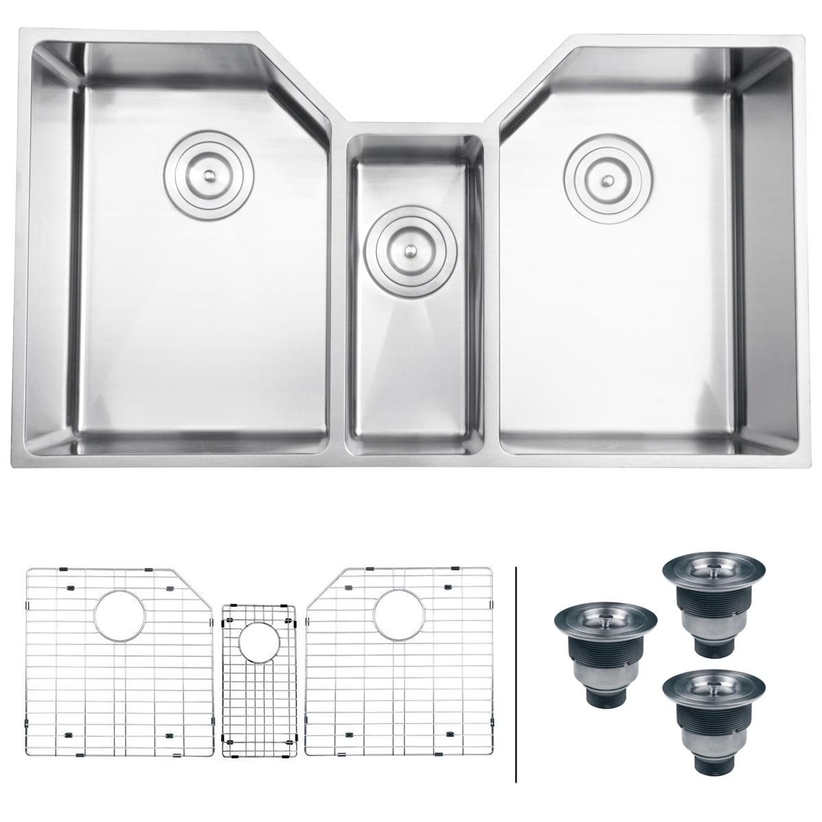 Ruvati 35" Triple Bowl Undermount 16 Gauge Stainless Steel Kitchen Sink