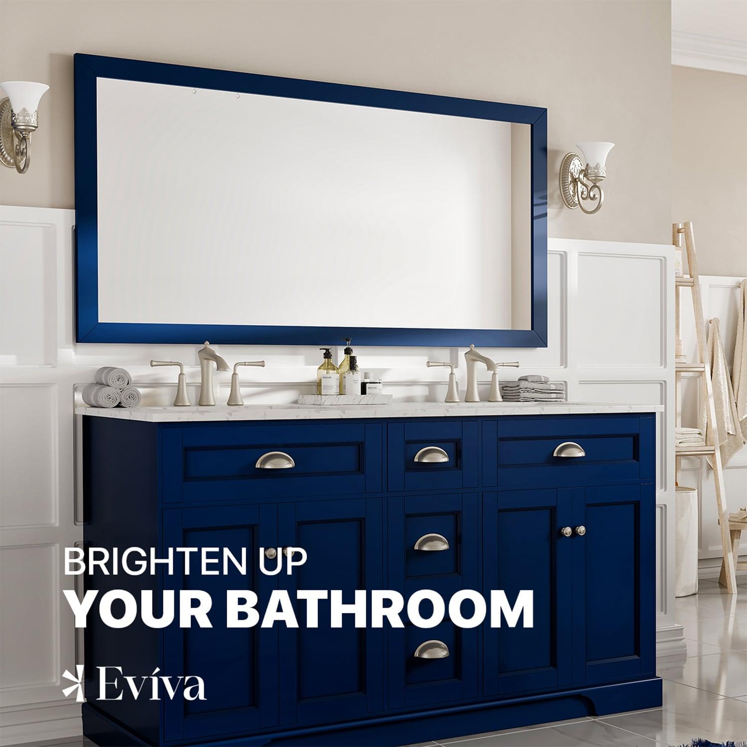 EVIVA Acclaim 60X30 Transitional Blue Bathroom Mirror