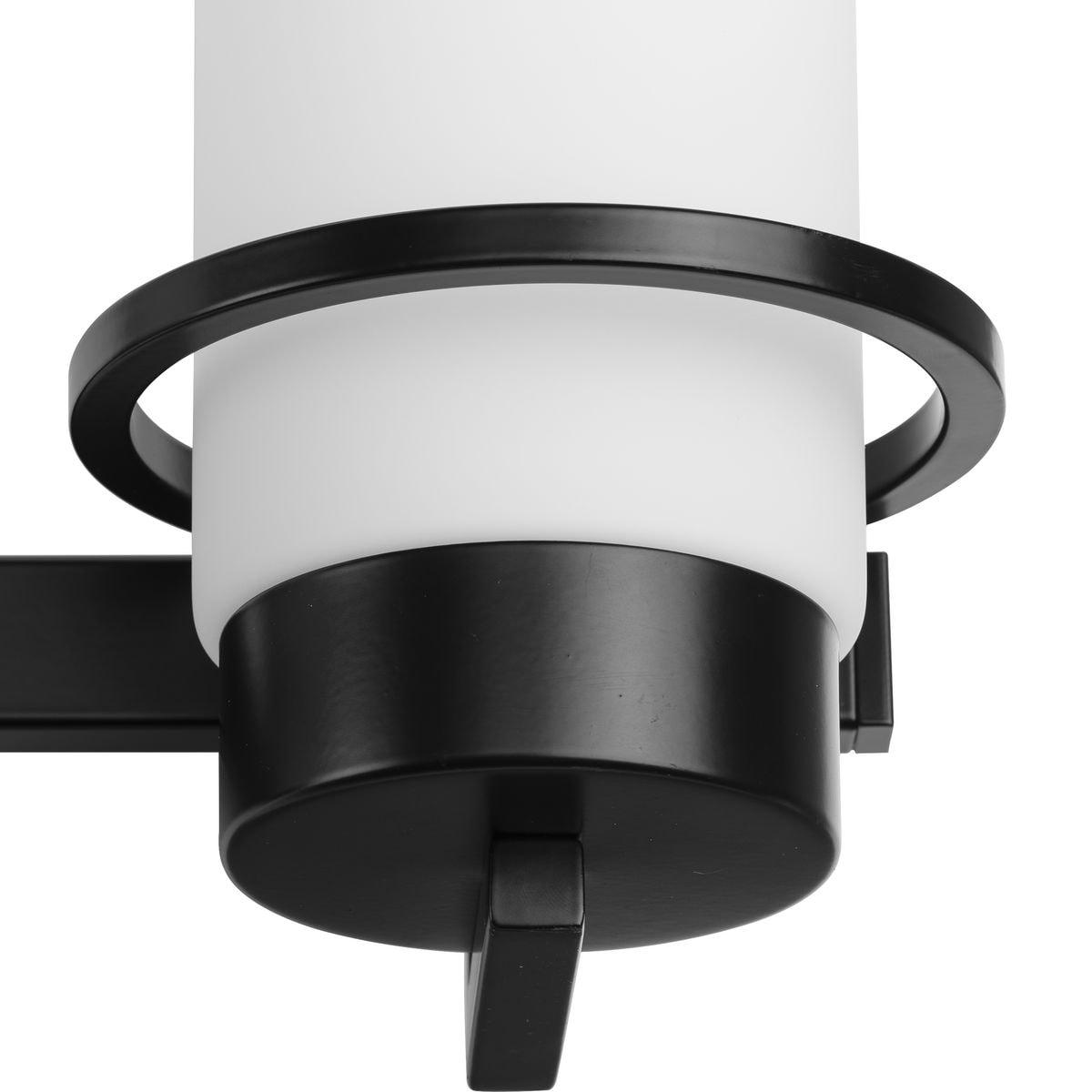 Progress Lighting Reiss 3-Light Vanity Light, Matte Black, White Glass Shade