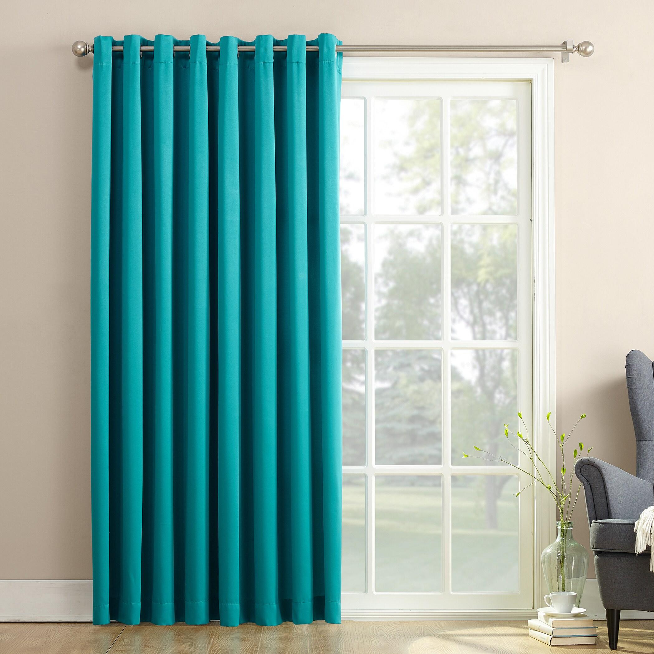 Sun Zero Bartlett Grommet Room Darkening Extra Wide Patio Curtain Panel, 100"x84", Marine