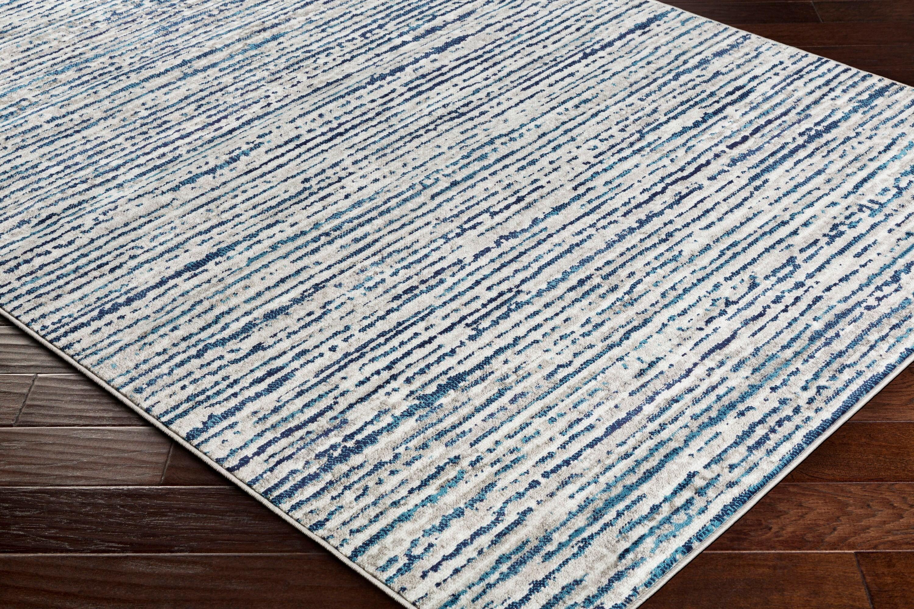 Mid-Century Modern Monte Carlo 4' x 6' Blue Synthetic Rug