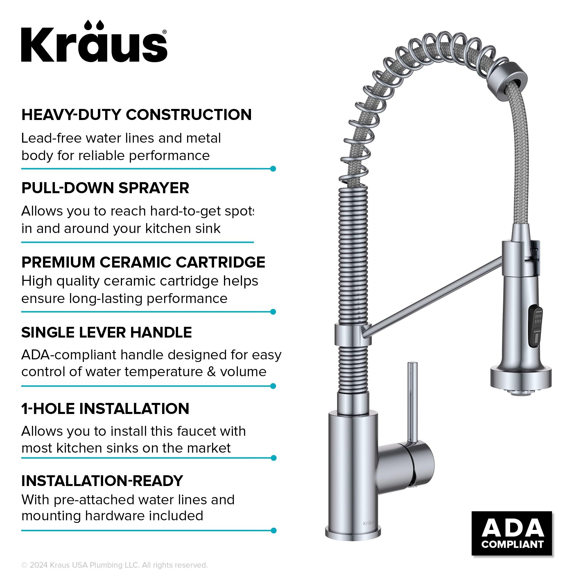 KRAUS Bolden Commercial Style 2-Function Single Handle Pull Down Kitchen Faucet