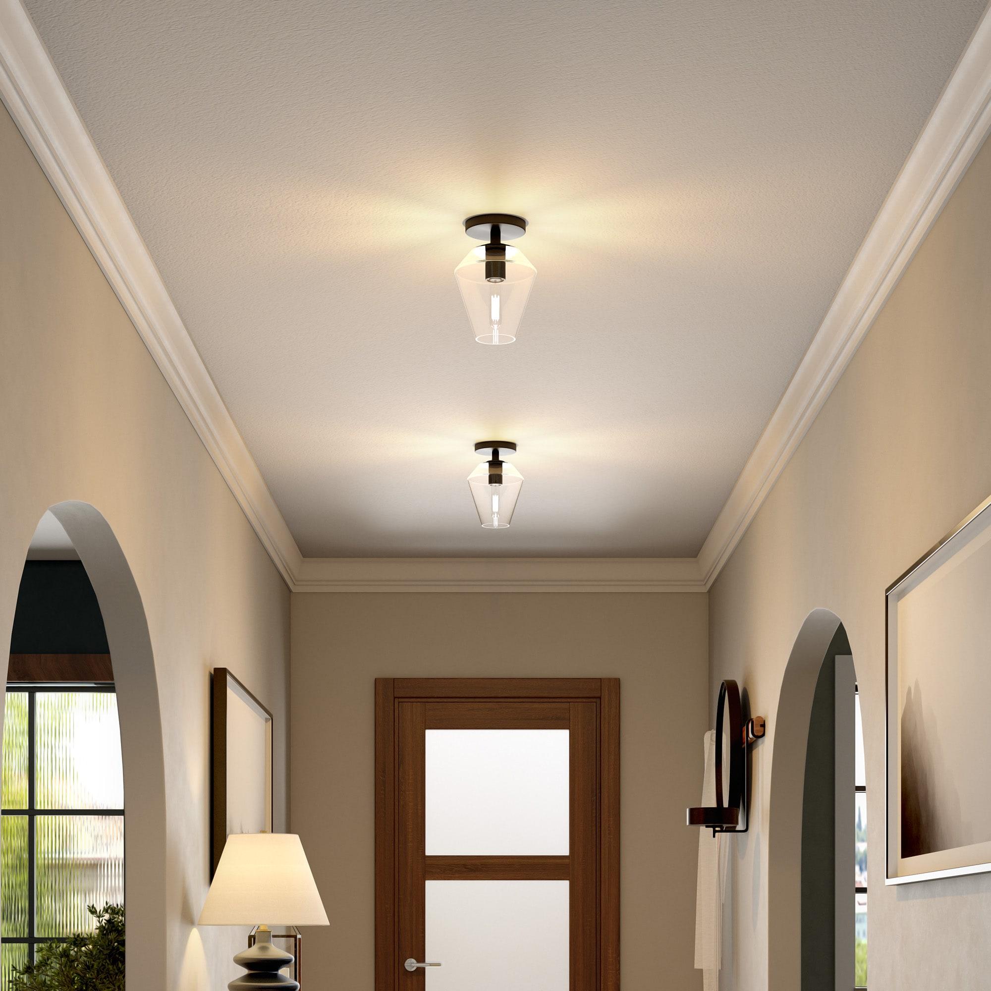 Evelyn&Zoe 7" Black Semi Flush Mount