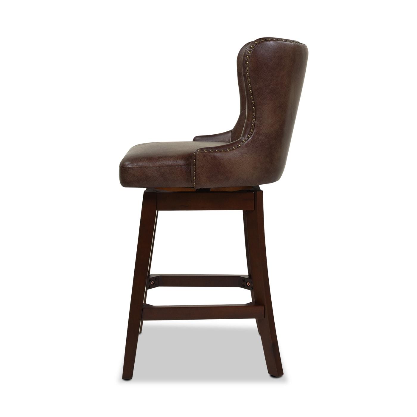 Holmes Tufted High-Back 360 Swivel Counter-Height Barstool Mid Brown