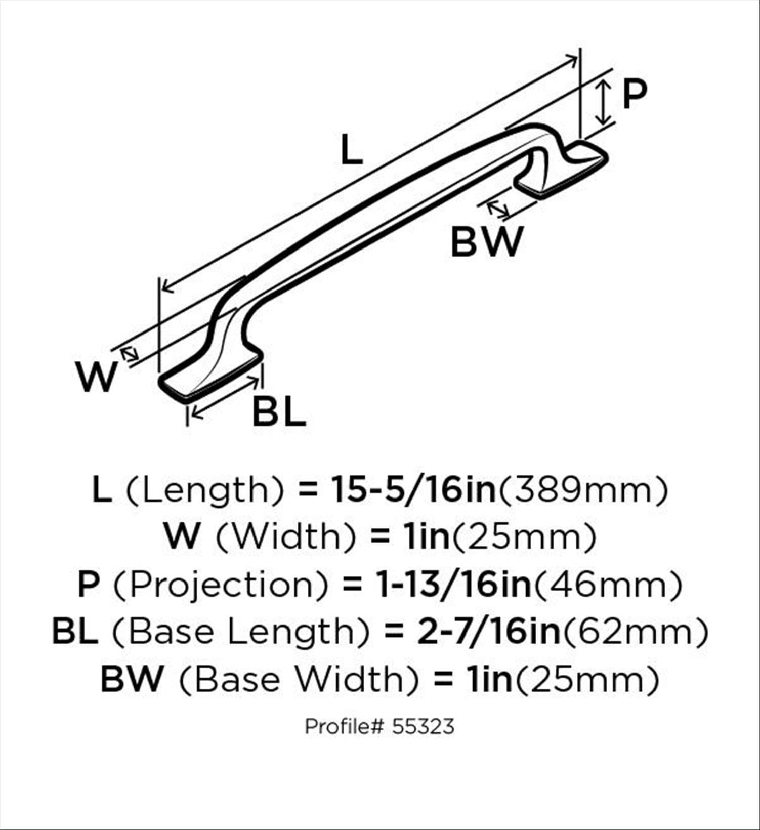 Amerock Highland Ridge 12 inch (305mm) Center-to-Center Polished Nickel Appliance Pull