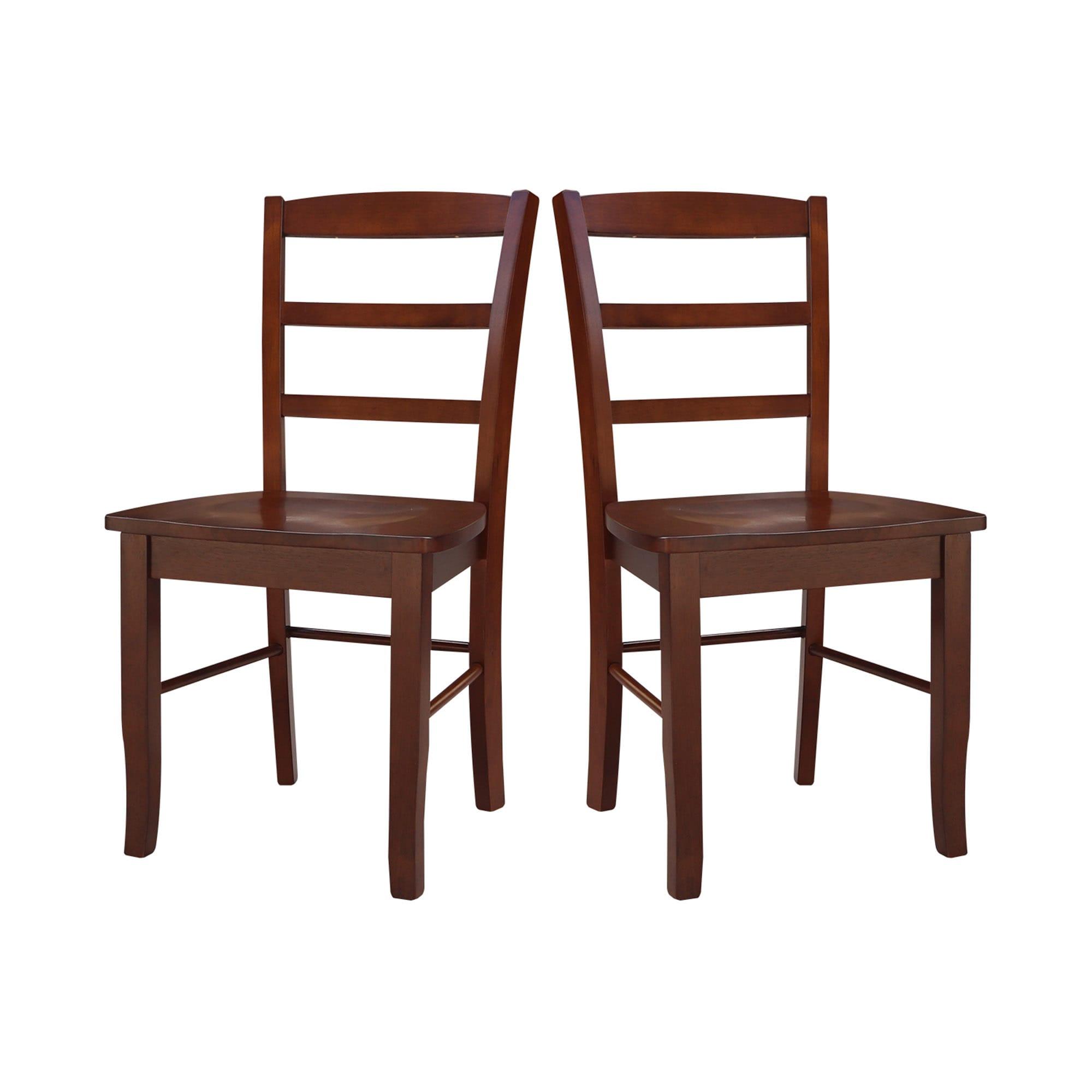 Set of 2 Madrid Ladderback Chairs Espresso - International Concepts: Rubberwood Frame, Mid-Century Modern Style