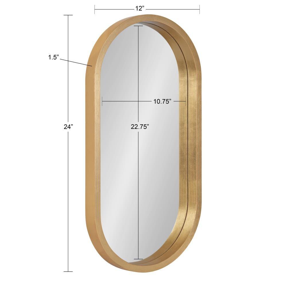 12" x 24" Travis Oval Wall Mirror Gold - Kate & Laurel All Things Decor: Modern MDF Frame, No Assembly Required