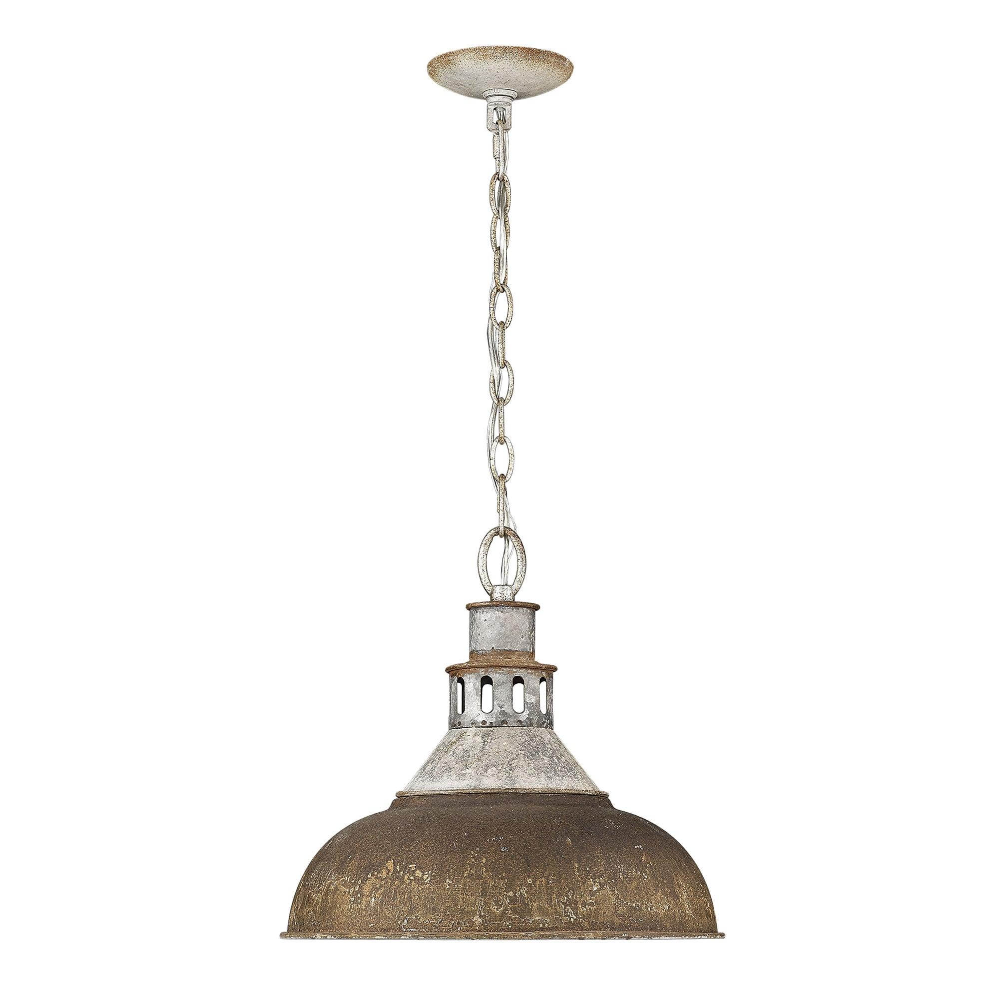 Golden Lighting Kinsley 1-Light Pendant in Aged Galvanized Steel with Antique Rust