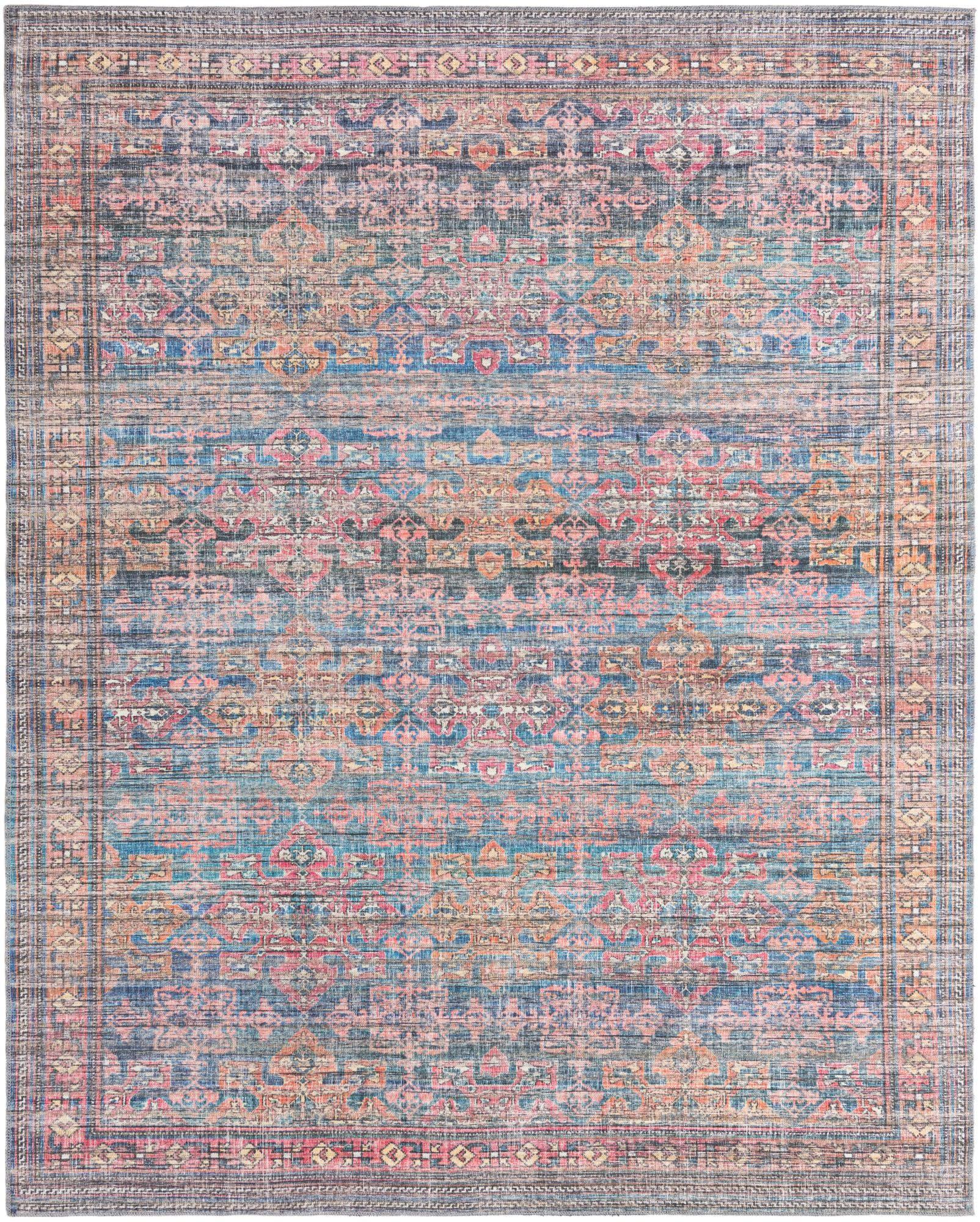 Unique Loom 7' 10 x 10' 0 Nostalgia Bliss Machine Washable Antique Blue Area Rug