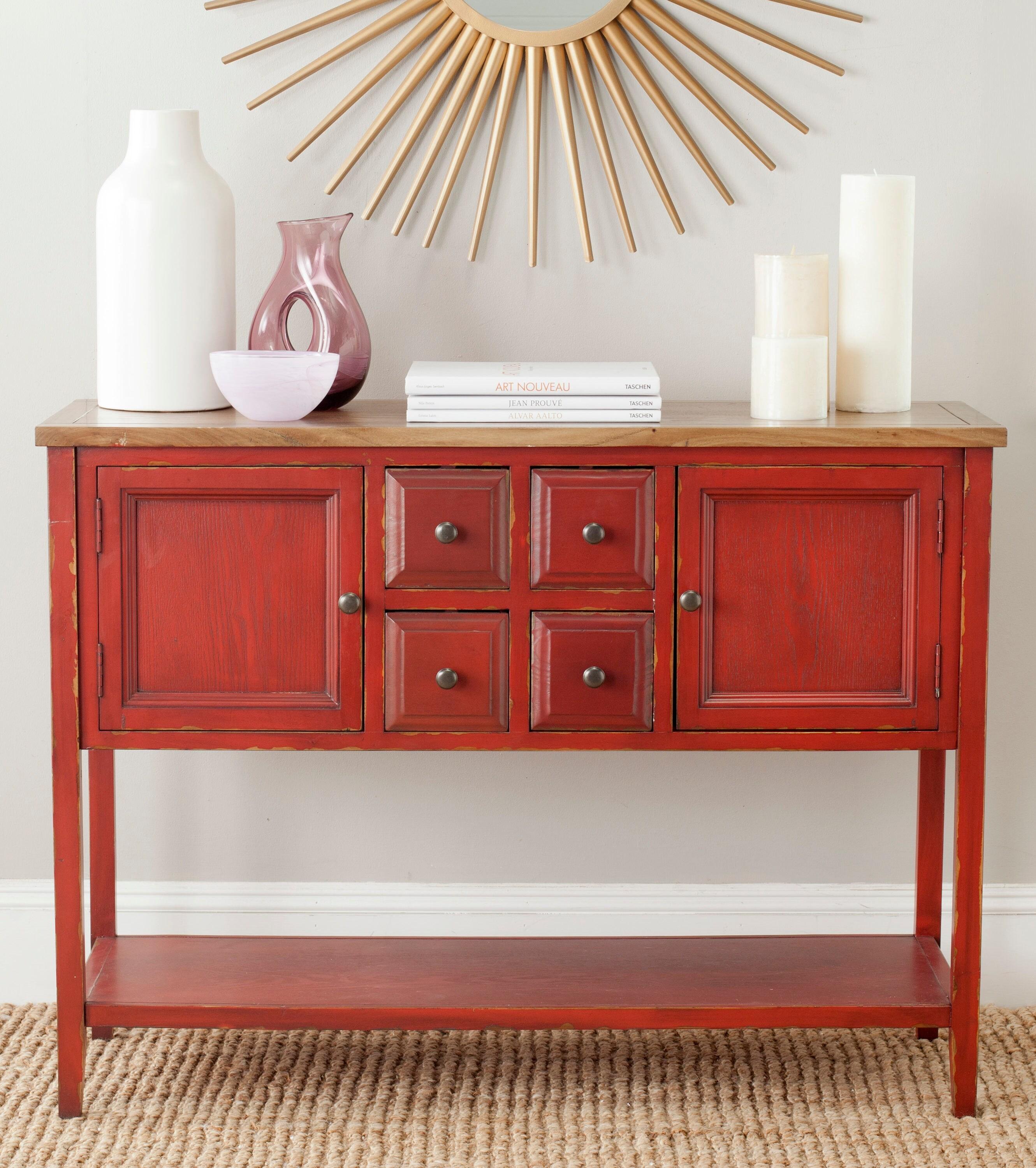 Charlotte Sideboard - Egyptian Red/Oak Top - Safavieh.