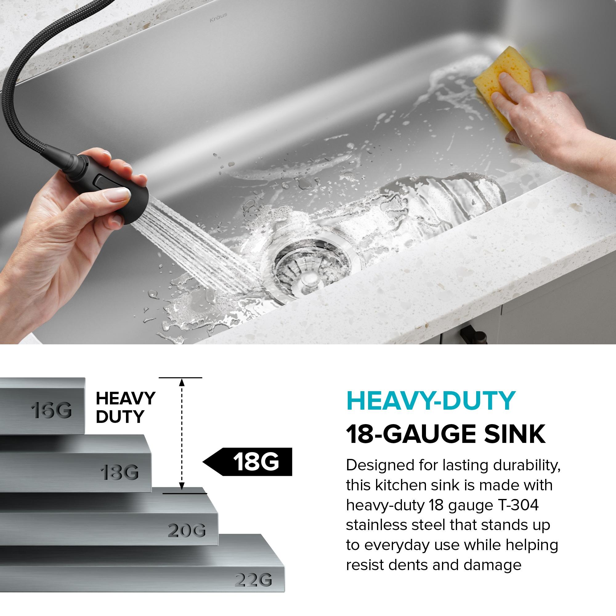 KRAUS Premier Undermount Single Bowl 18-Gauge Stainless Steel Kitchen Sink