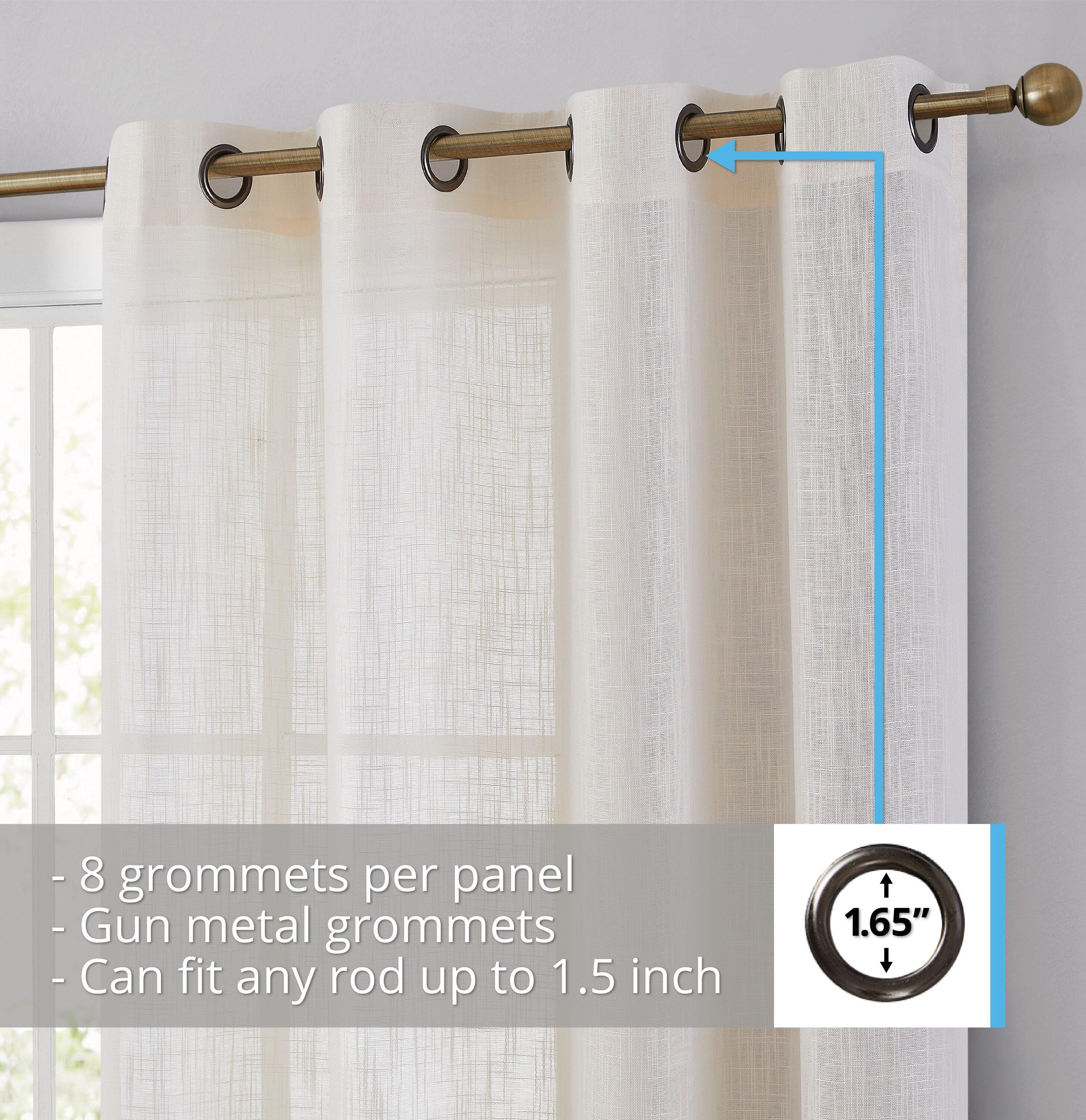 THD Serena Faux Linen Textured Semi Sheer Transparent Window Grommet Long Thick Curtain Panels, Pair