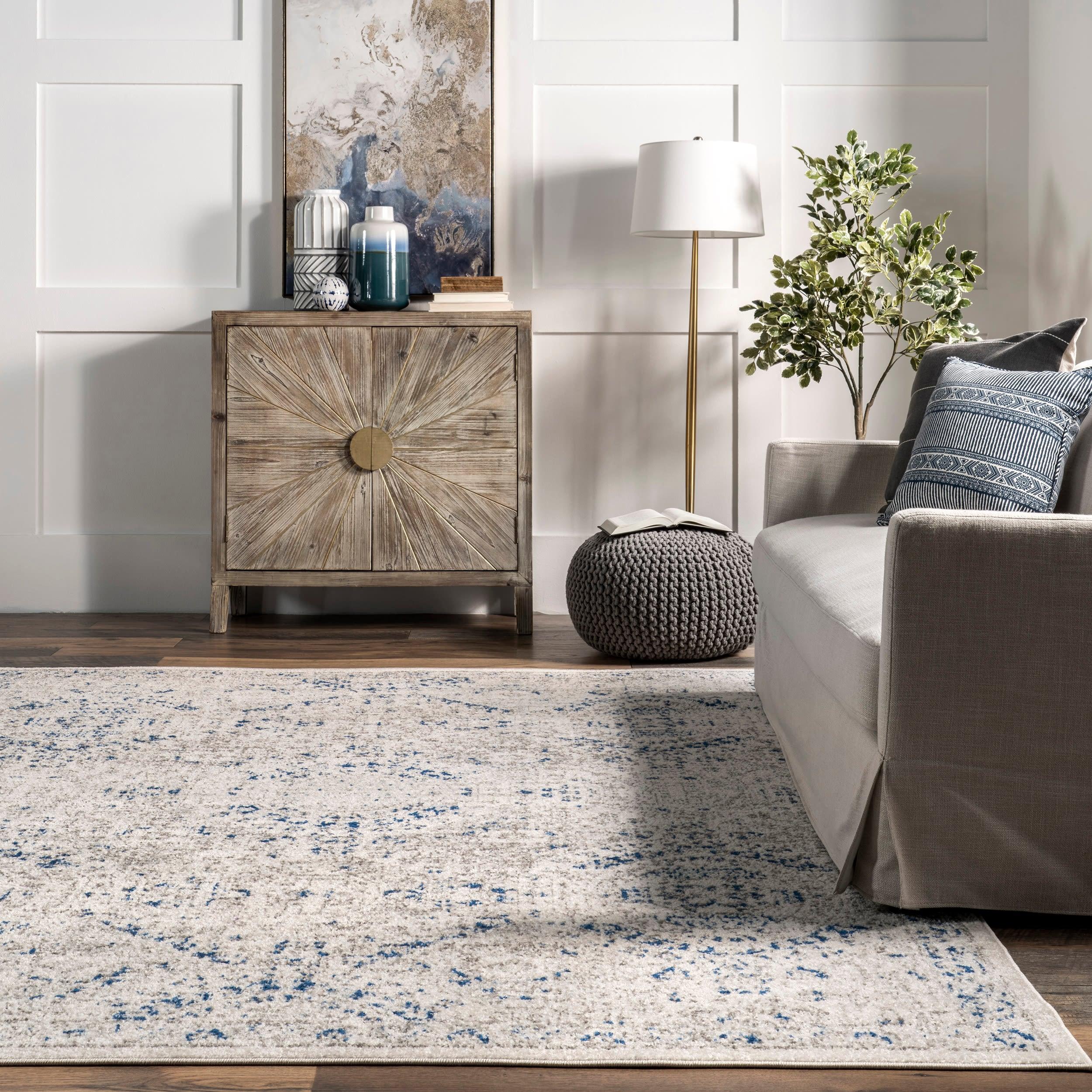 Nuloom Minta Medallion 2x3 Accent Indoor Area Rug for Living Room Bedroom Dining Room Entryway Kitchen, Blue/Off White